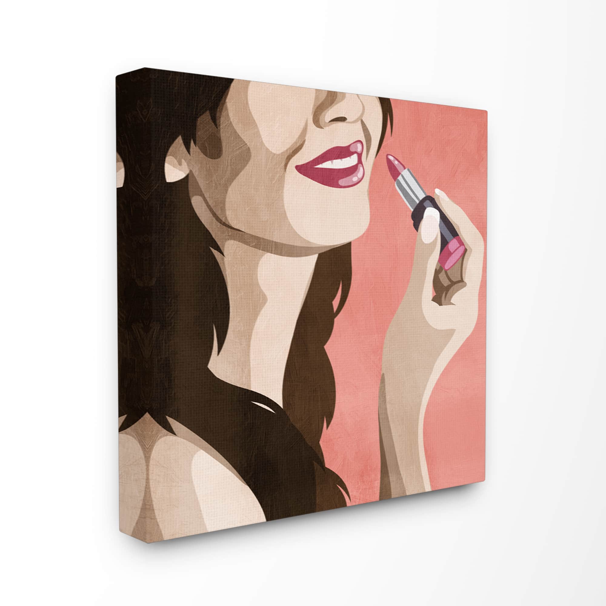 Stupell Industries Fashion Designer Lips Smile Pink Painting Canvas Wall Art
