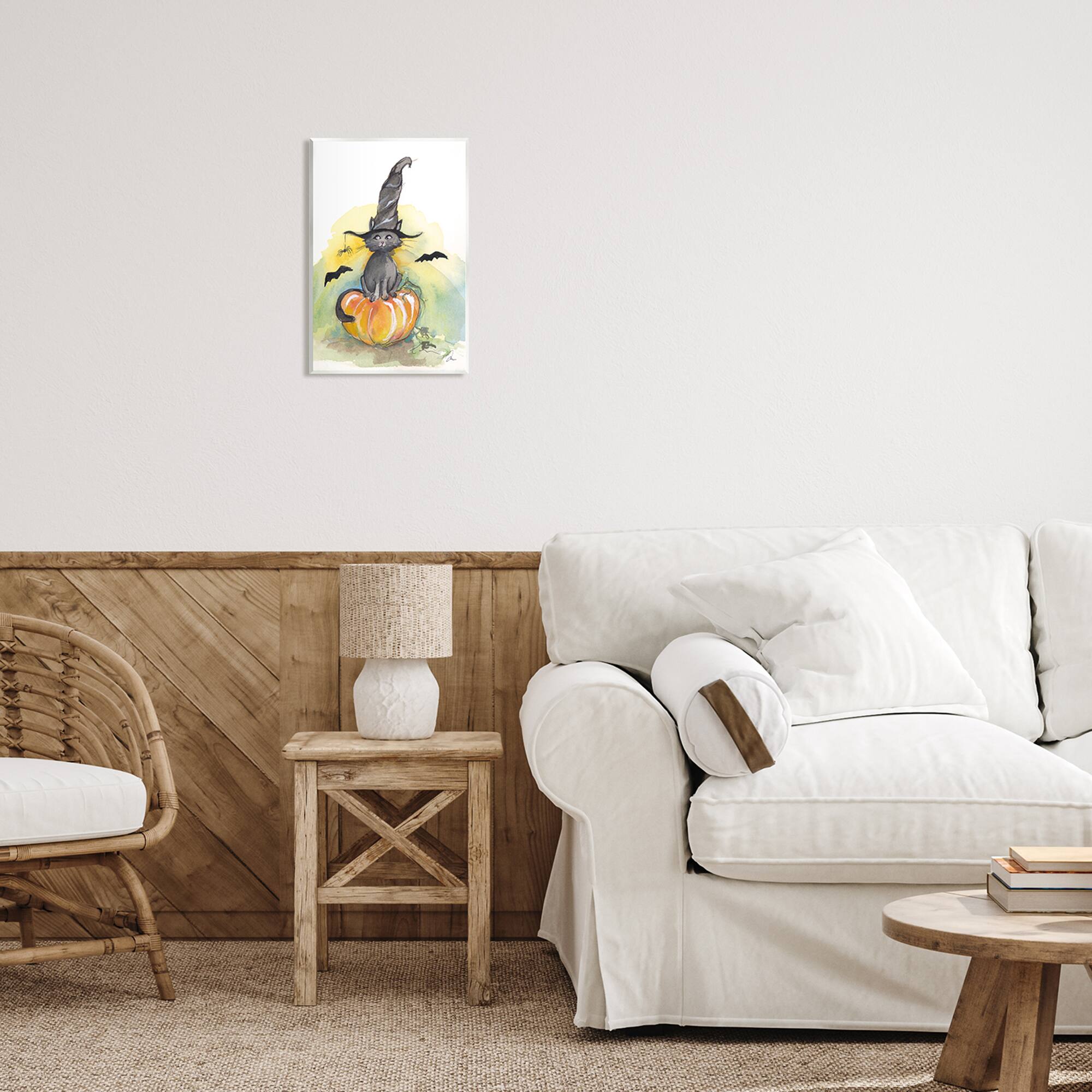 Stupell Industries Witch Cat on Pumpkin Wall Plaque Art