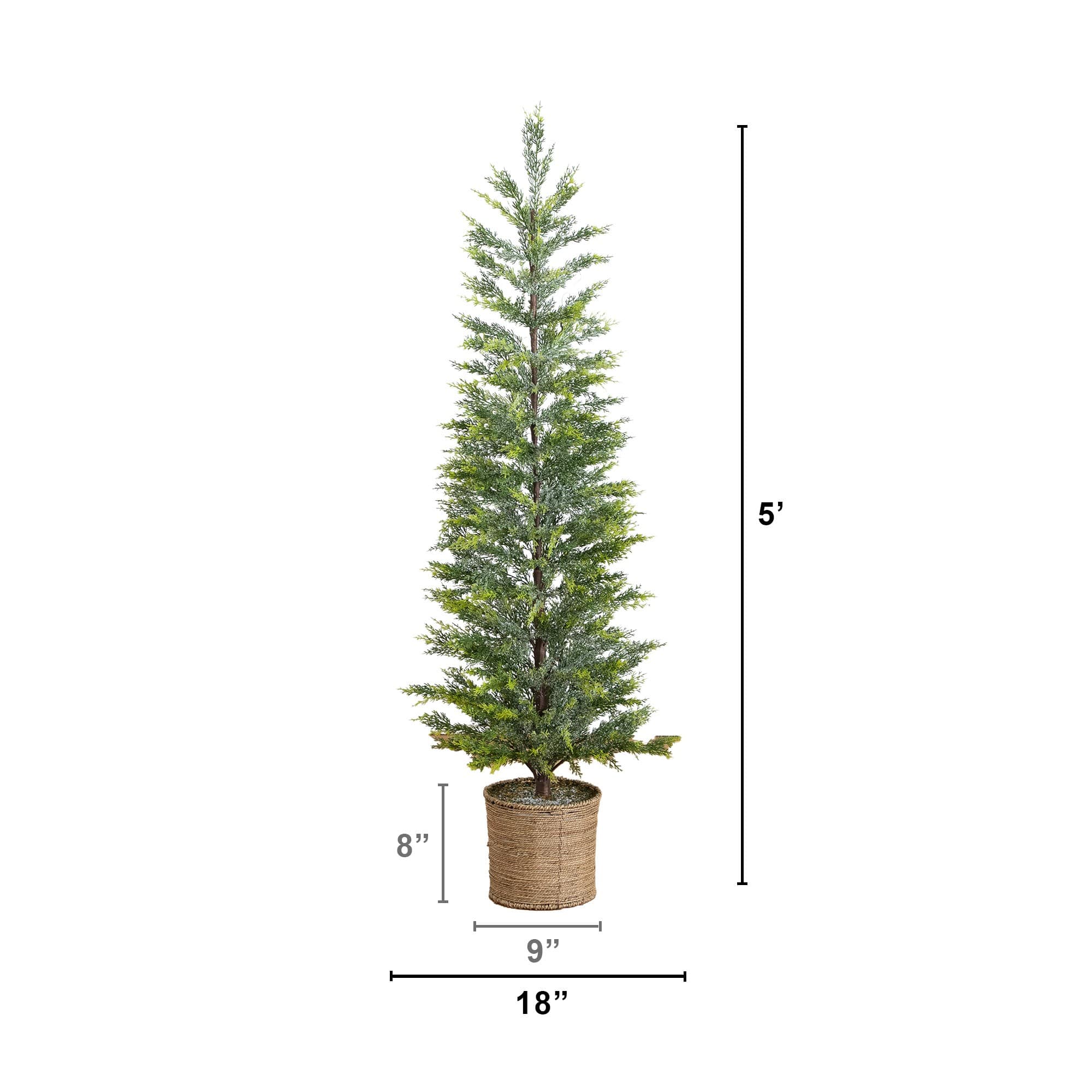 Nearly Natural 5ft. Pre-Lit Snowed Cypress Artificial Christmas Tree in Hyacinth Basket, Clear LED Lights