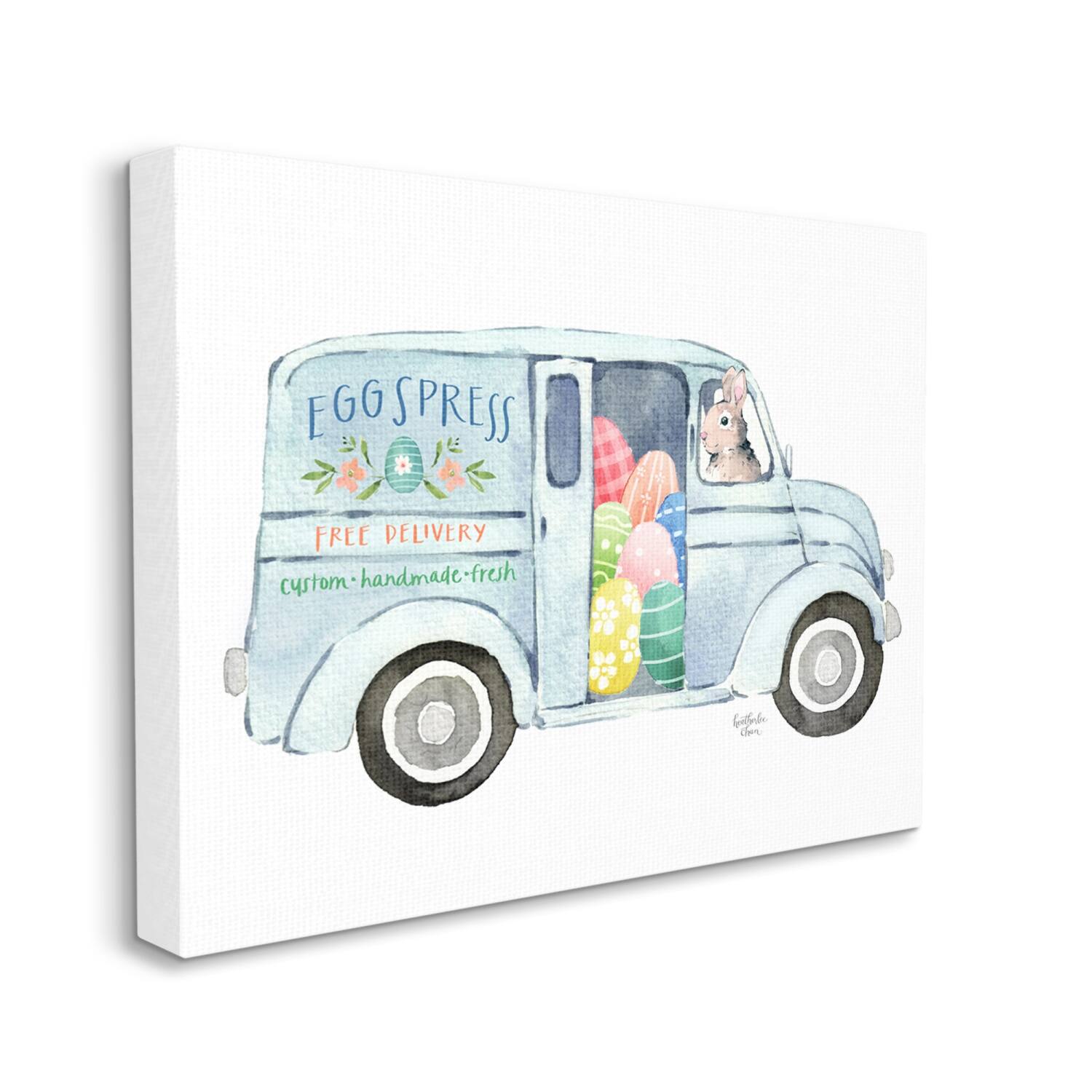 Stupell Industries Patterned Easter Eggs Truck Holiday Bunny Painting Canvas Wall Art
