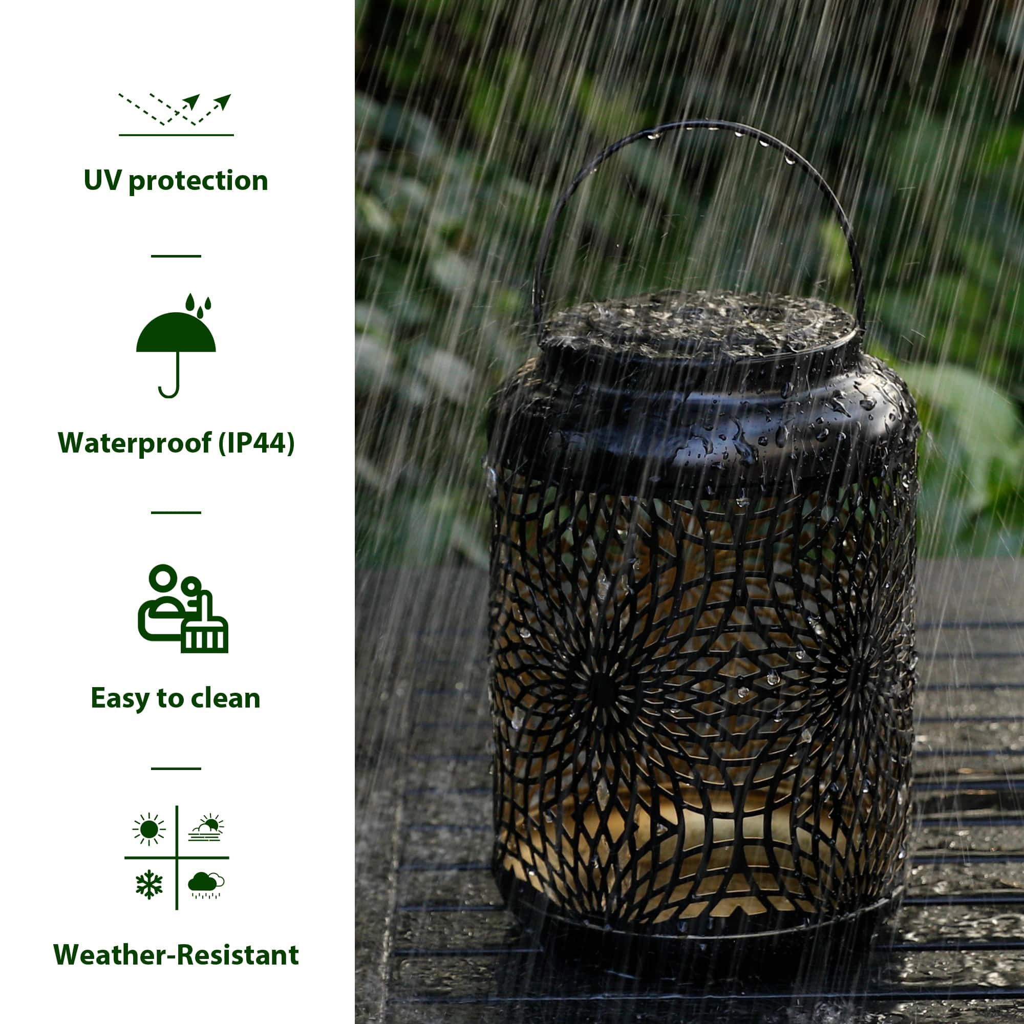 Glitzhome® 9" Cutout Metal Solar Powered Outdoor Hanging Lantern