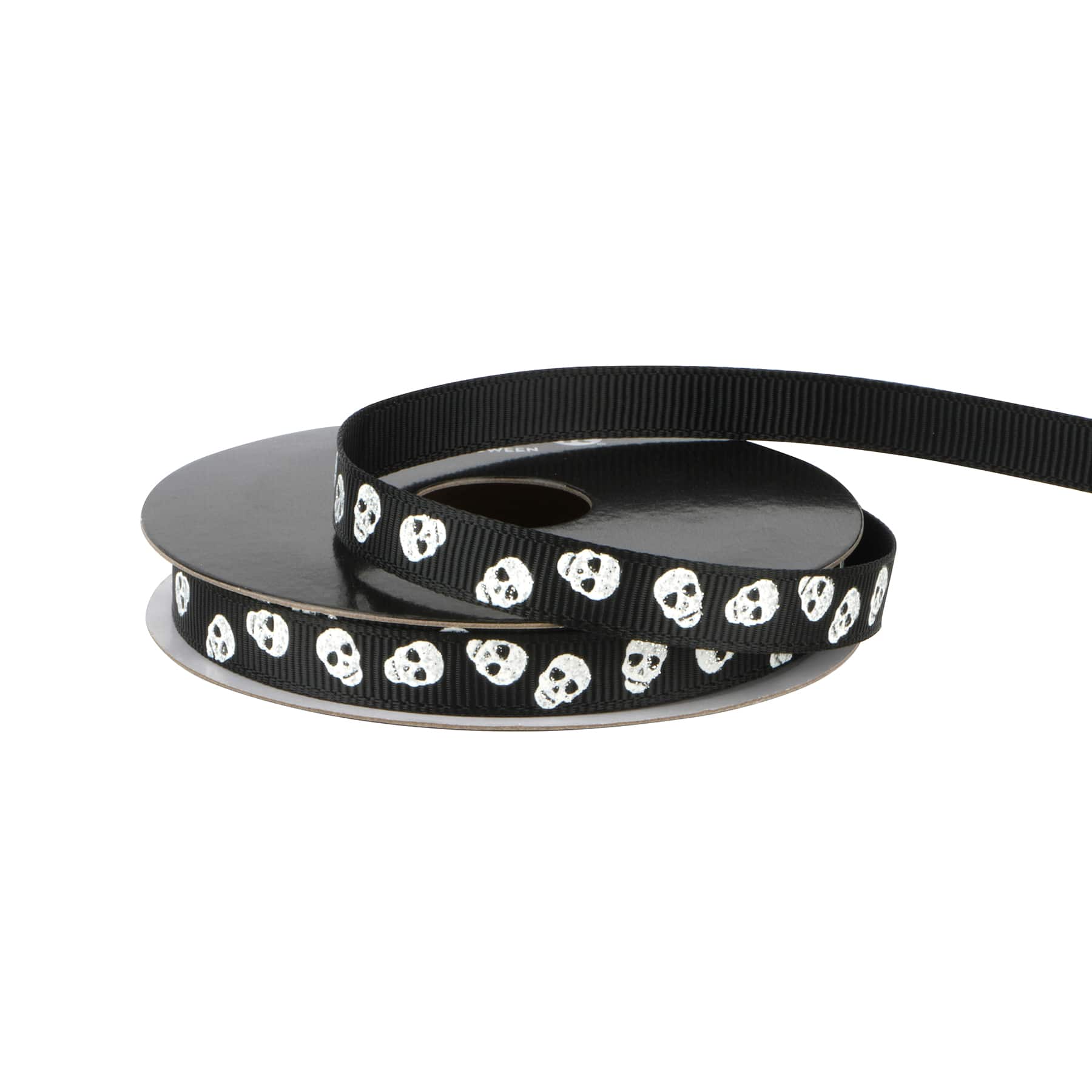 3/8" x 4yd. Black & Silver Skulls Ribbon by Celebrate It®