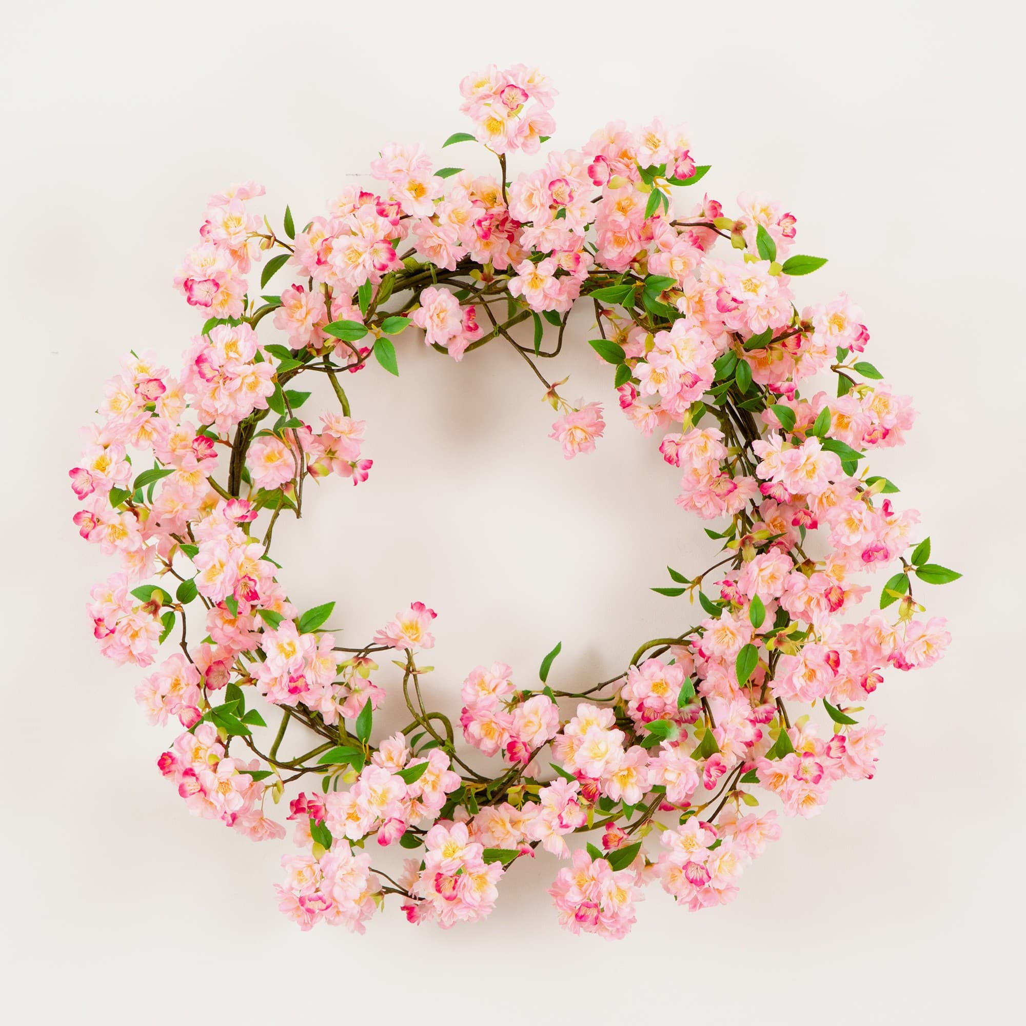 30" Artificial Pink Cherry Blossom Wreath