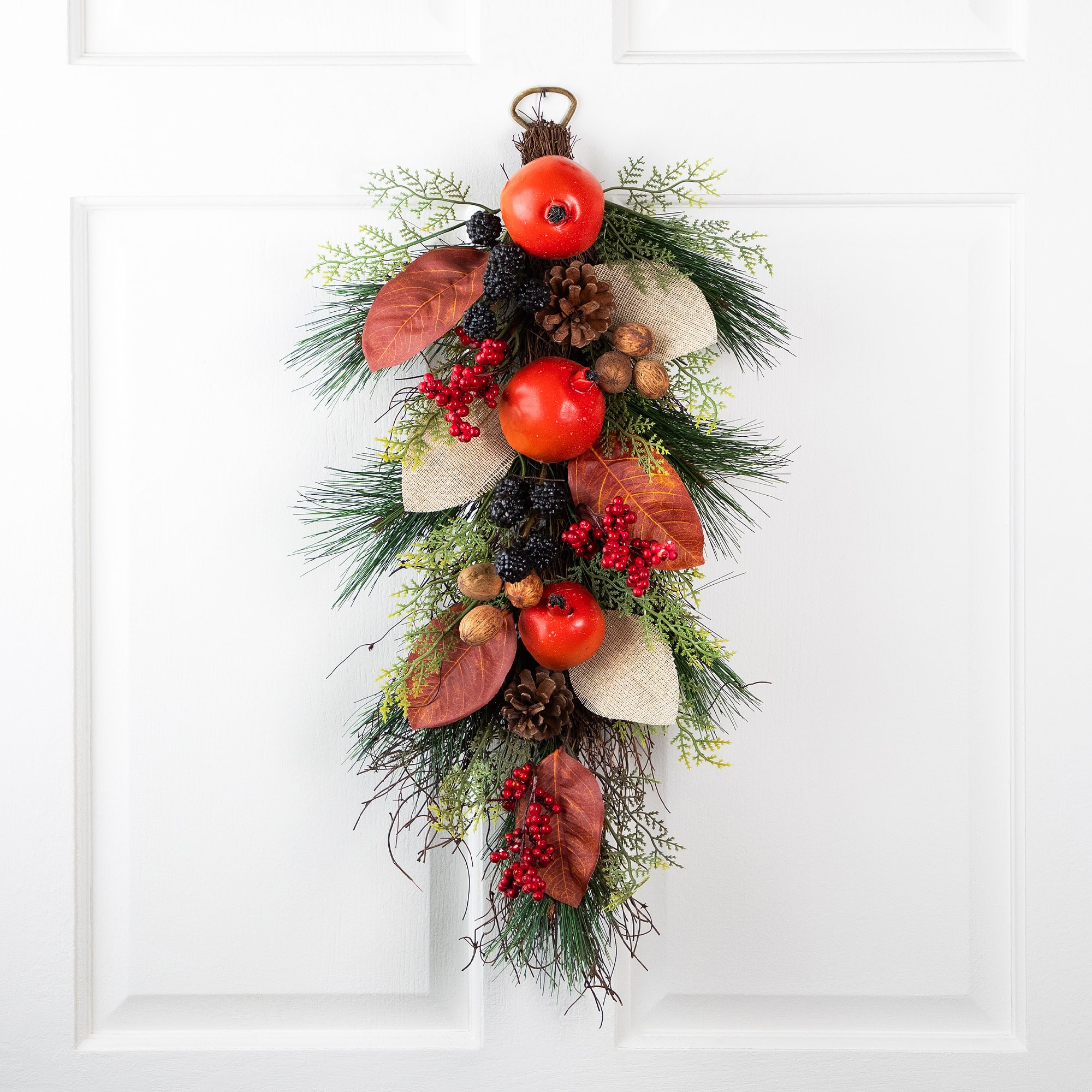 2.5ft. Autumn Harvest Mixed Berry & Pine Needle Teardrop Swag