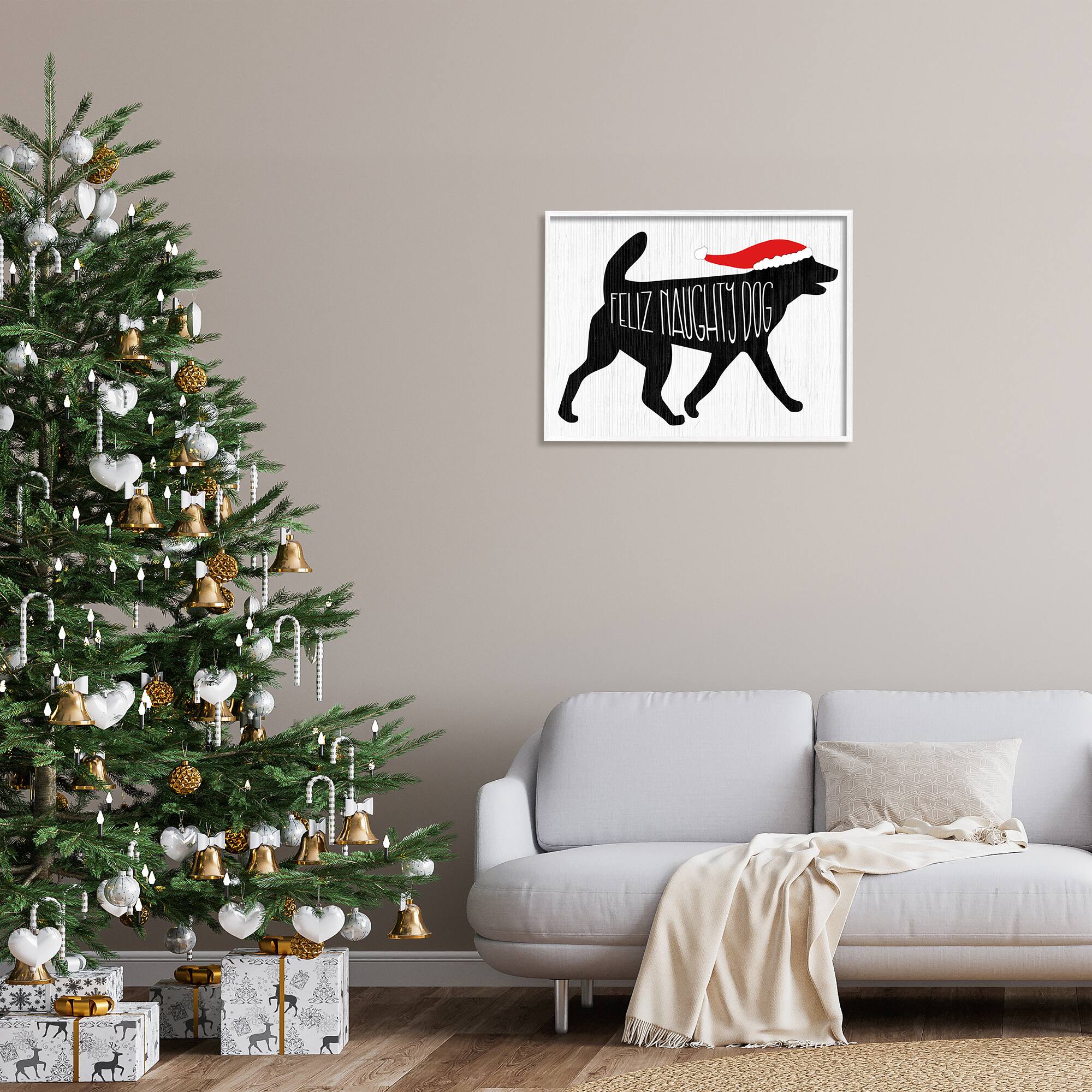 Stupell Industries Feliz Naughty Dog Funny Pet Framed Giclee Art