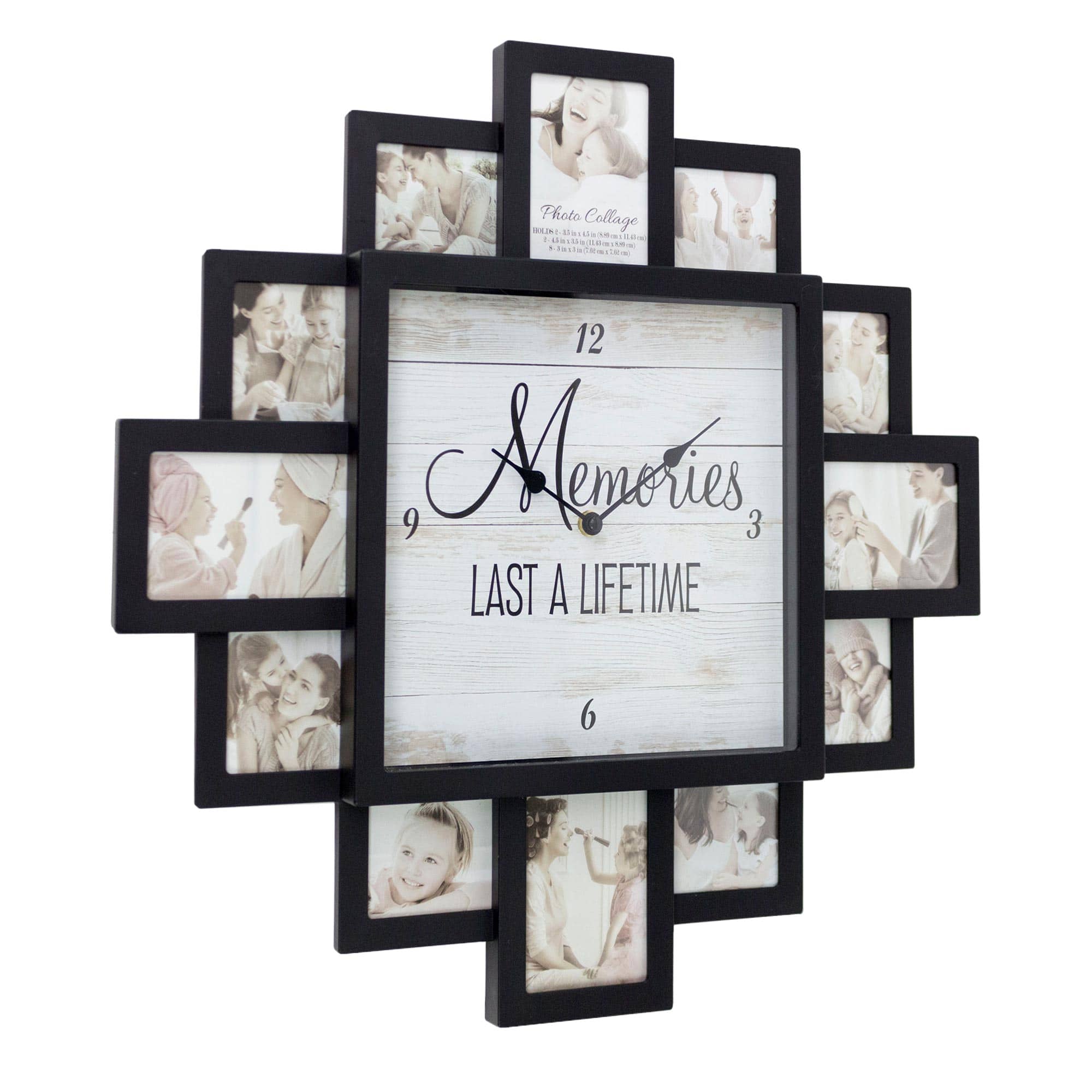 Black "Lifetime Memories" Picture Frame Wall Collage Clock
