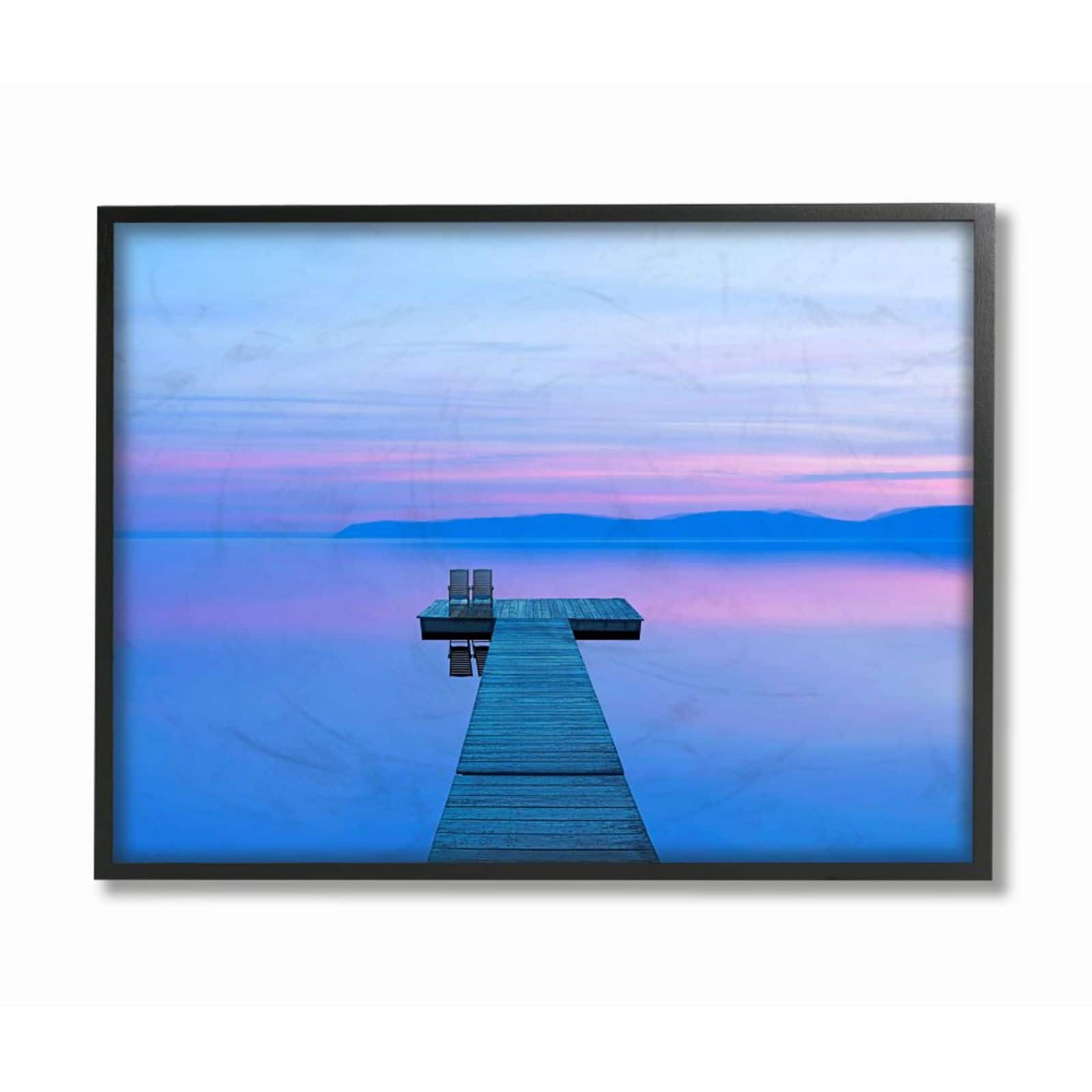 Stupell Industries Blue Purple Lake Landscape Framed Wall Art