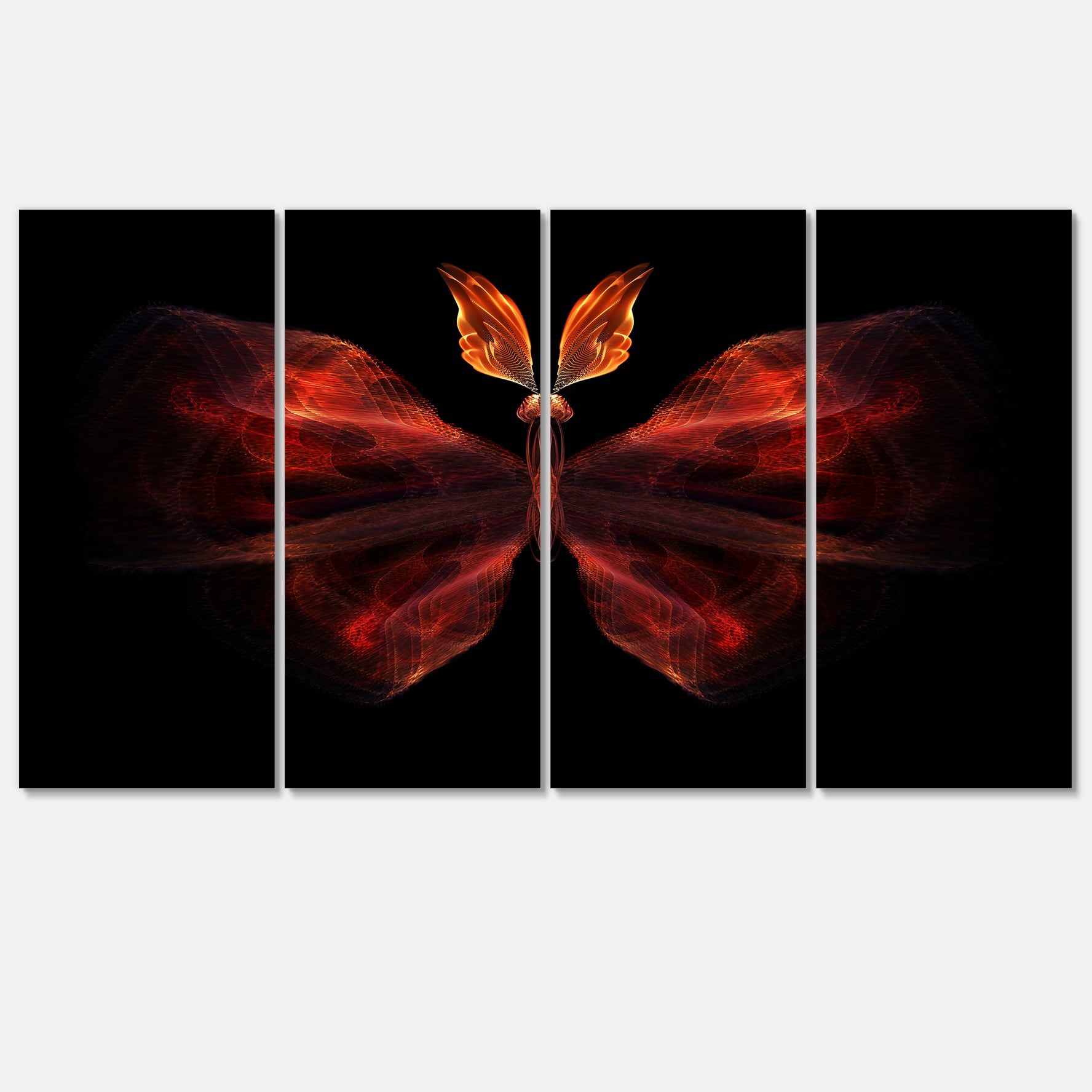 Designart - Red Fractal Butterfly in Dark