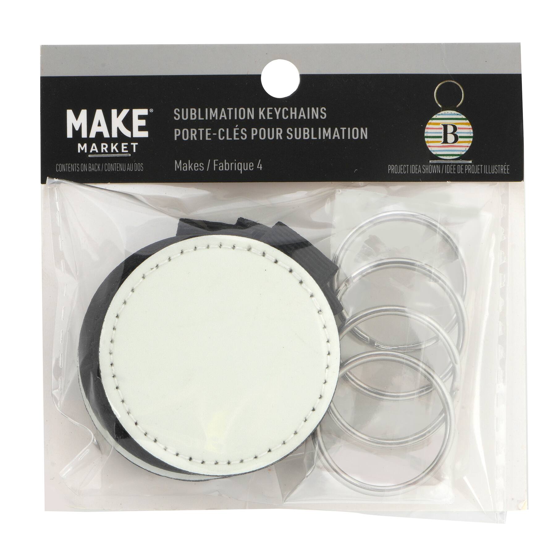 12 Packs: 4 ct. (48 total) 2" Round Plastic Sublimation Keychains by Make Market®