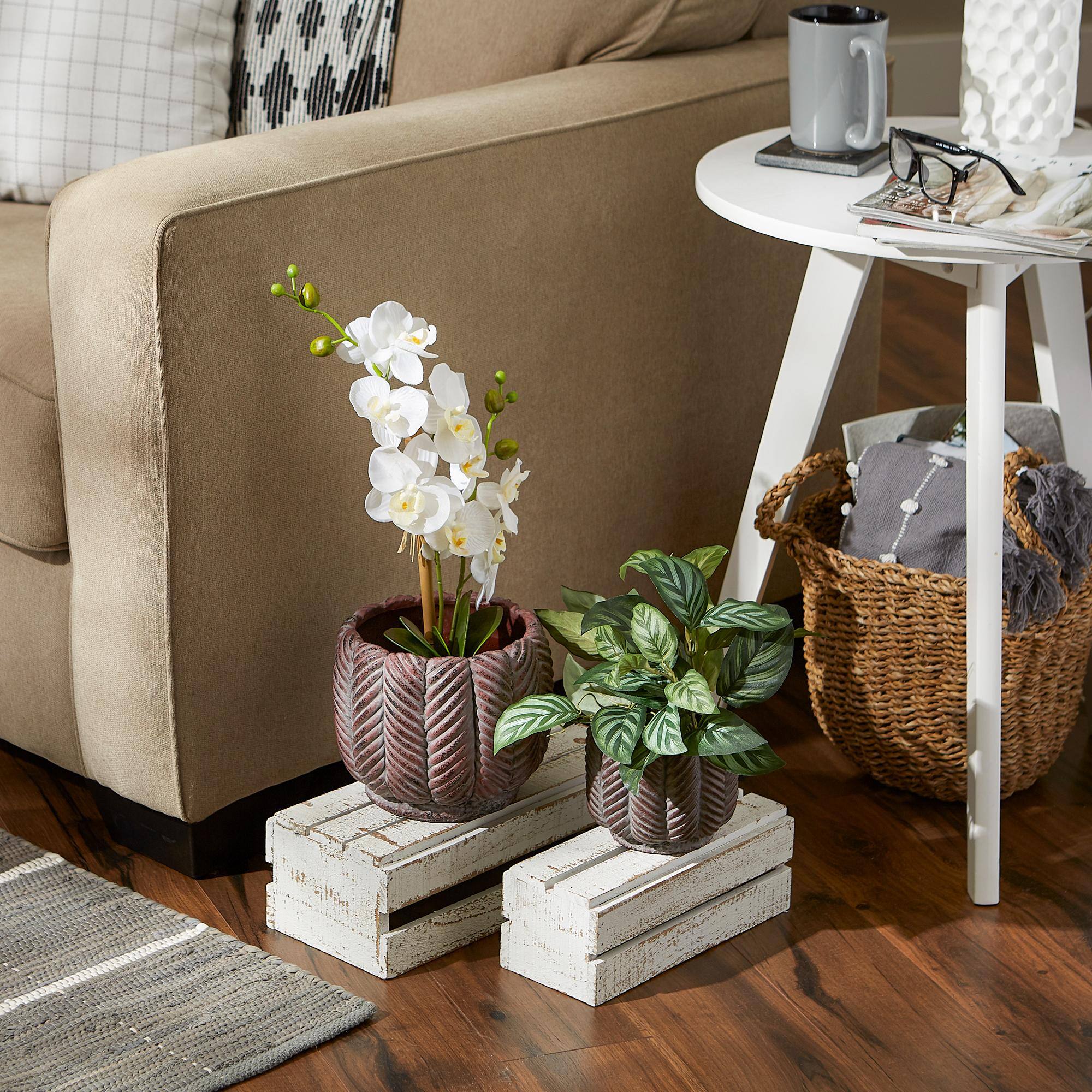 Deco Leaf Cement Flower Pot Set