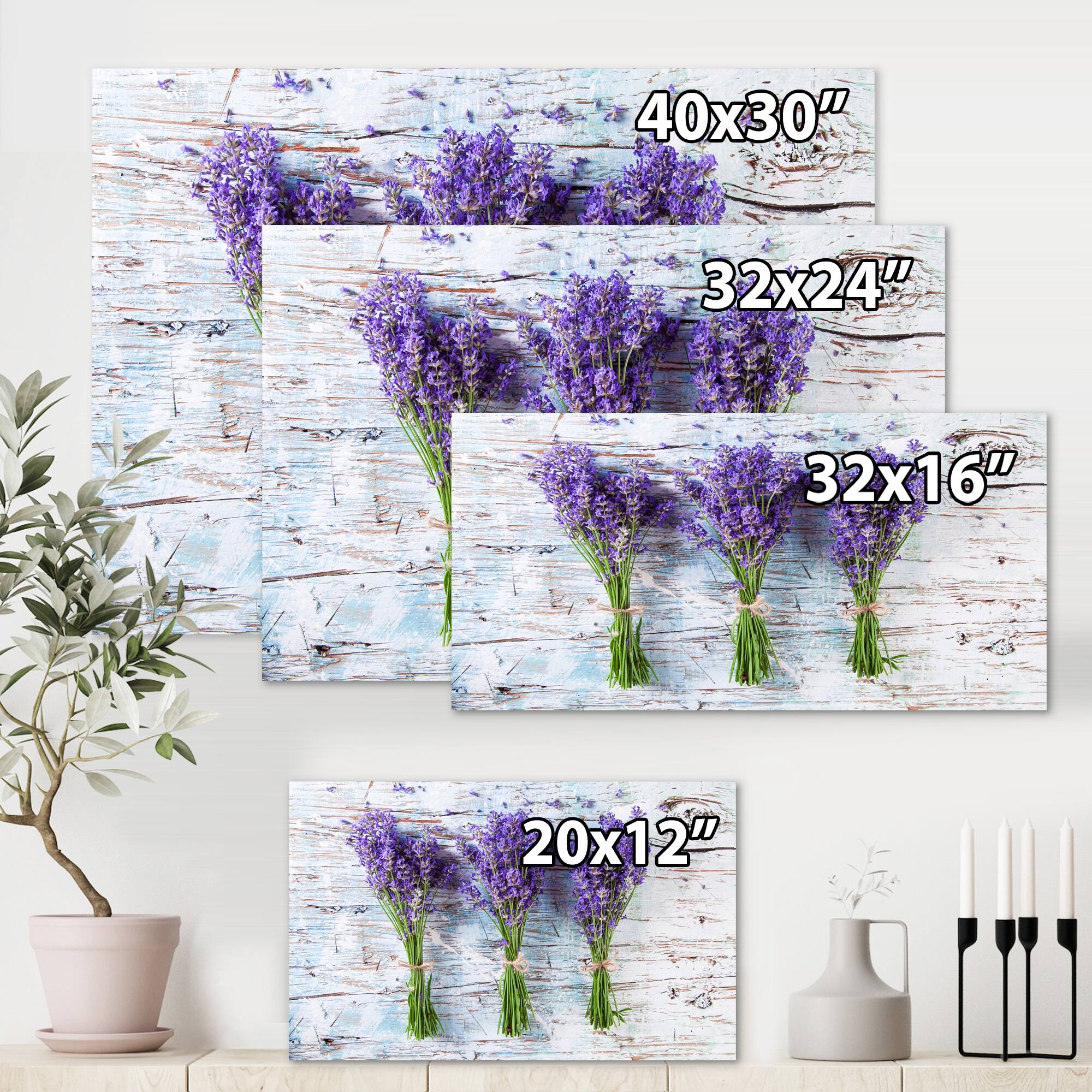 Designart - Fresh Lavender On Wood - Farmhouse Canvas Wall Art Print