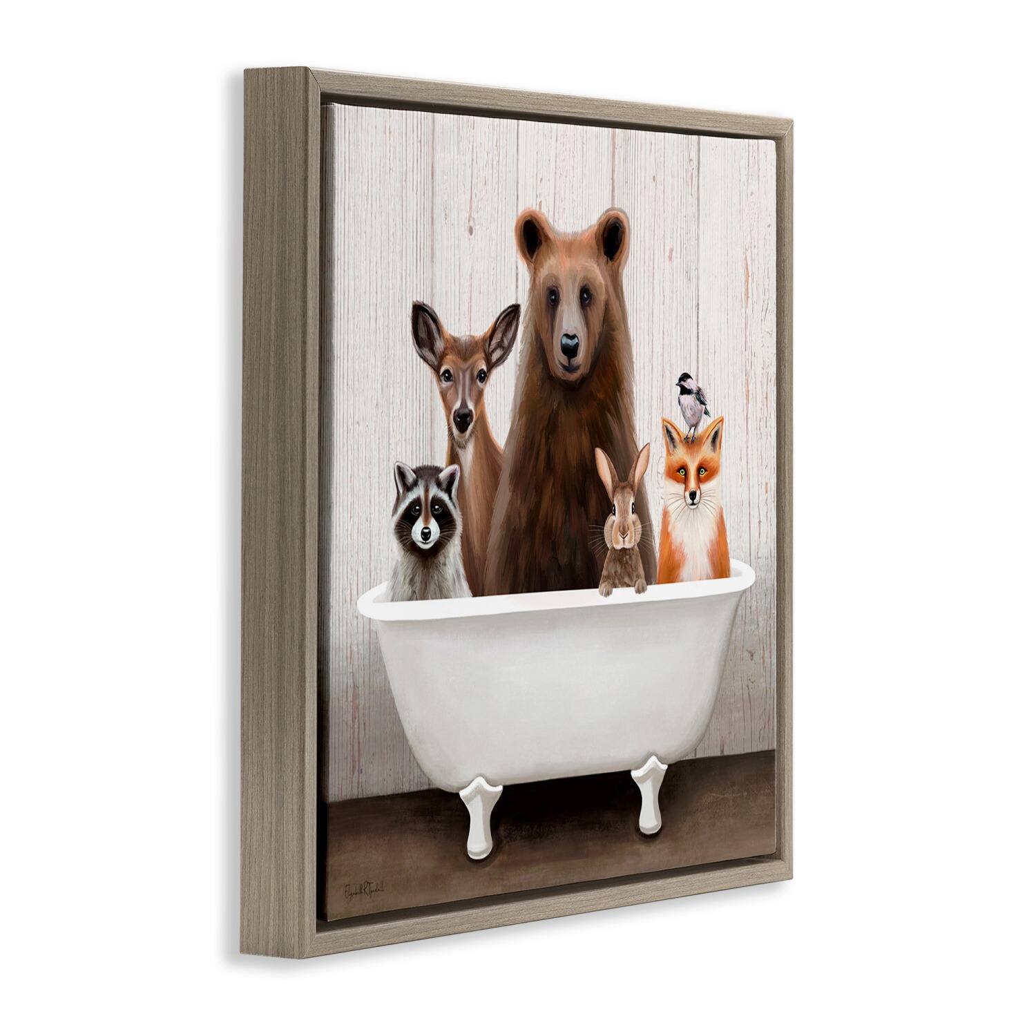 Stupell Industries Woodland Creatures Antique Bathtub Floater Framed Art