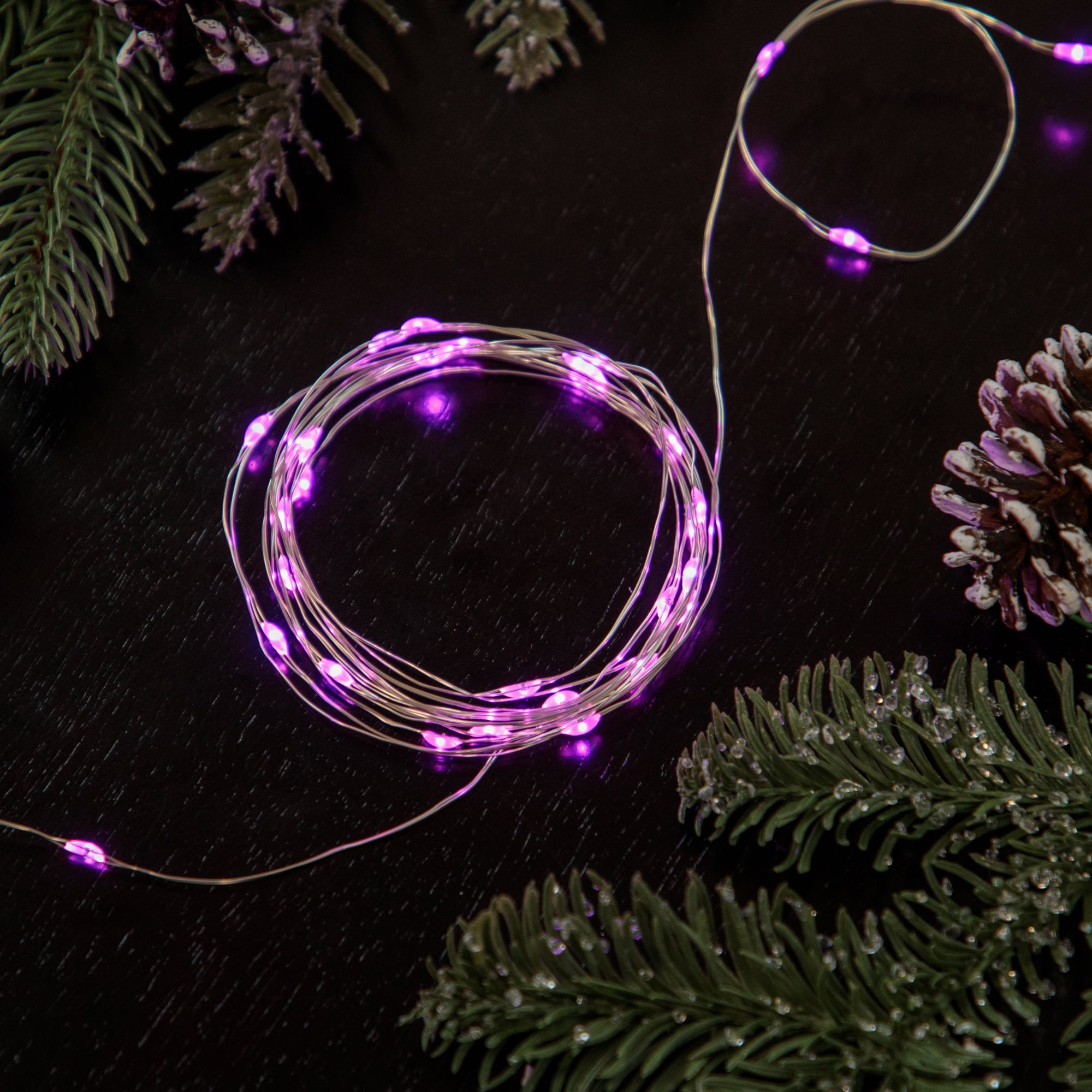 100-Count Pink LED Micro Fairy Christmas Lights  16ft Copper Wire