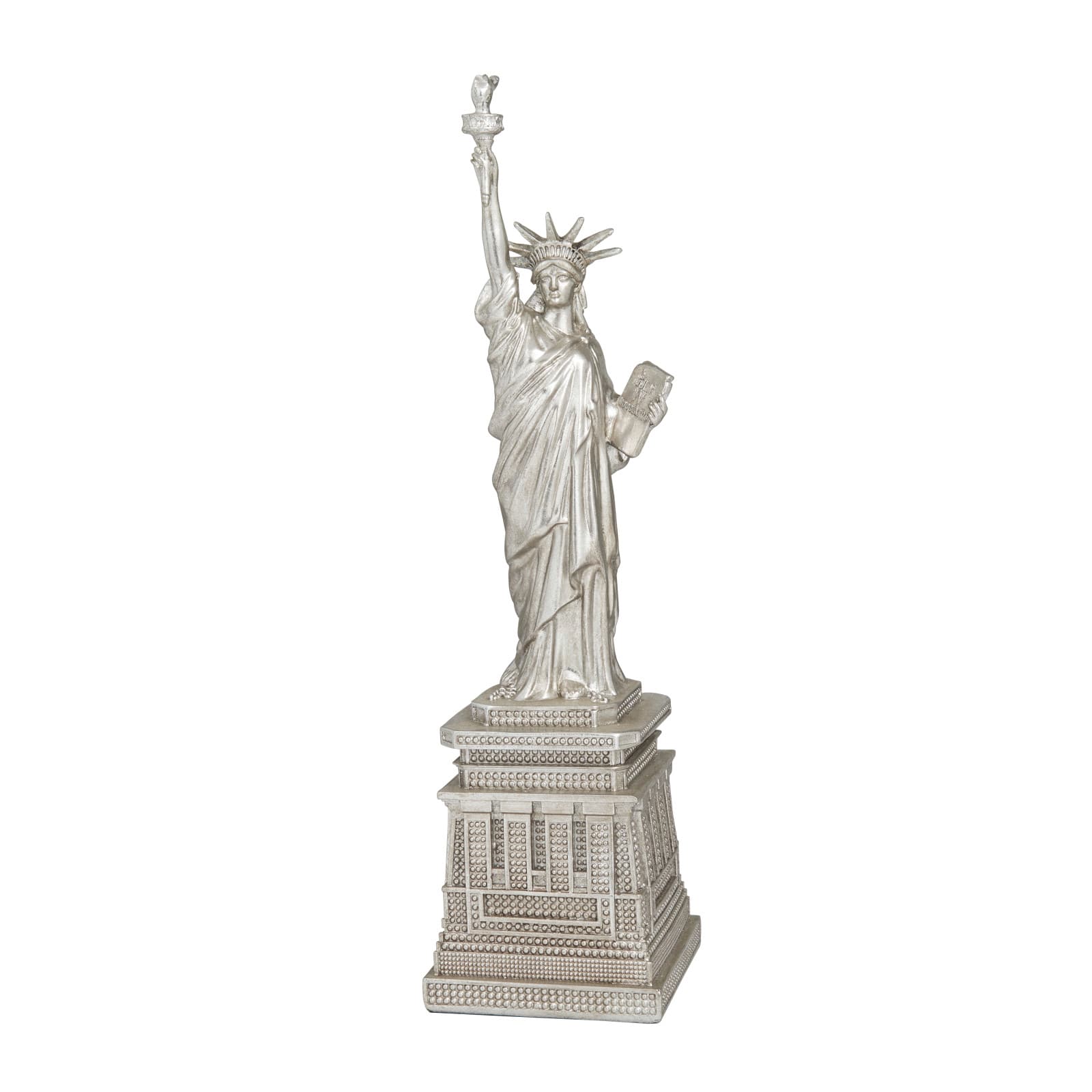 Silver Polystone Traditional Sculpture, 17" x 5" x 5"