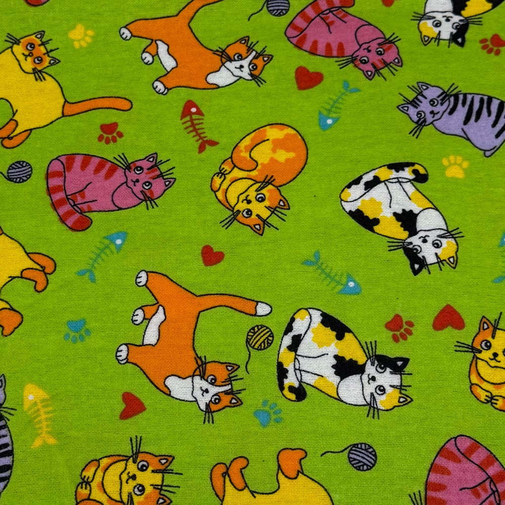 Feldman Green Cats Cotton Flannel