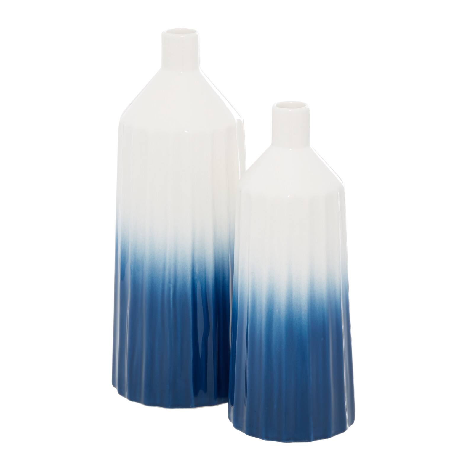 Set of 2 Blue Dolomite Coastal Vase, 16", 14"