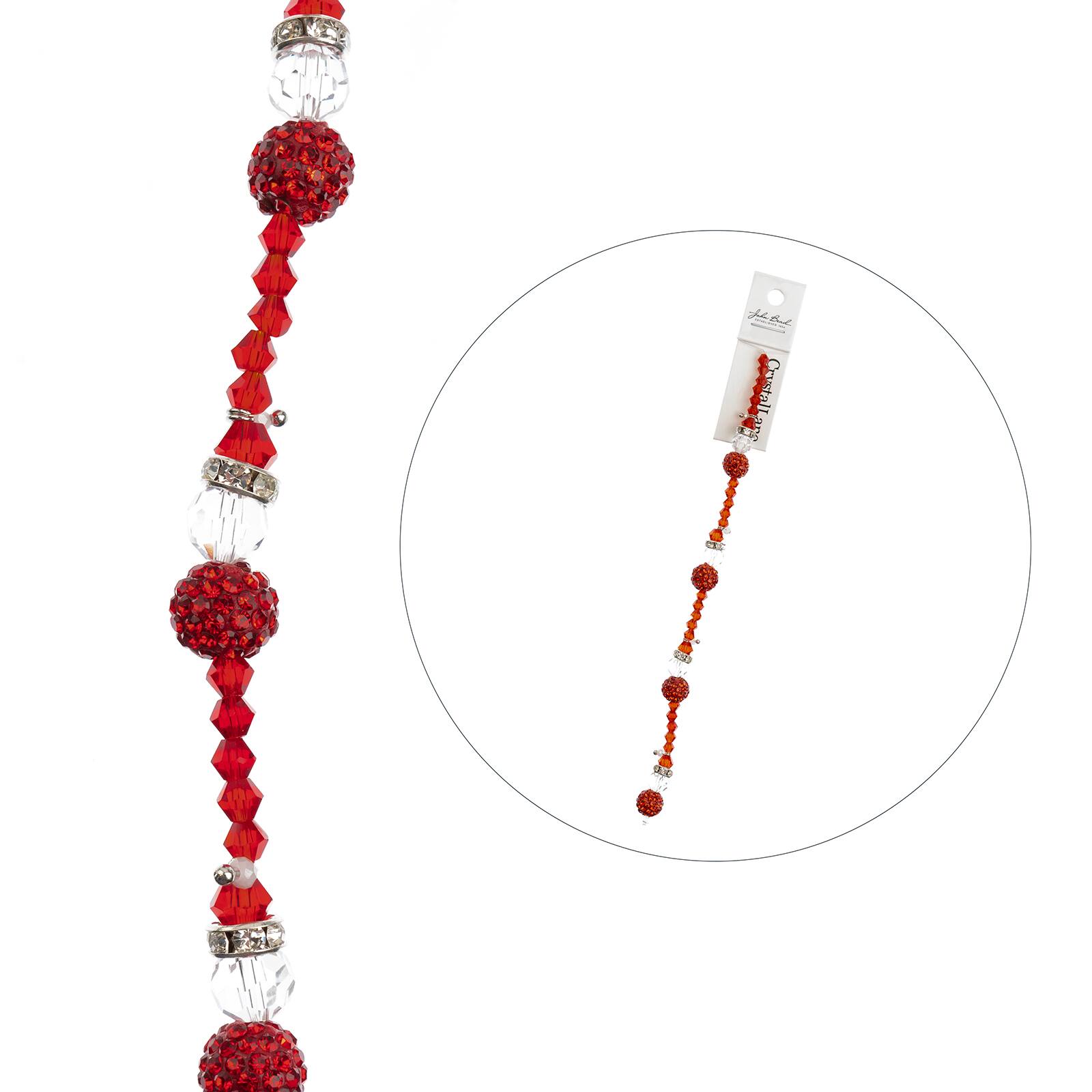 Crystal Lane DIY Holiday Christmas 7" Designer Glass & Clay Bead Strand