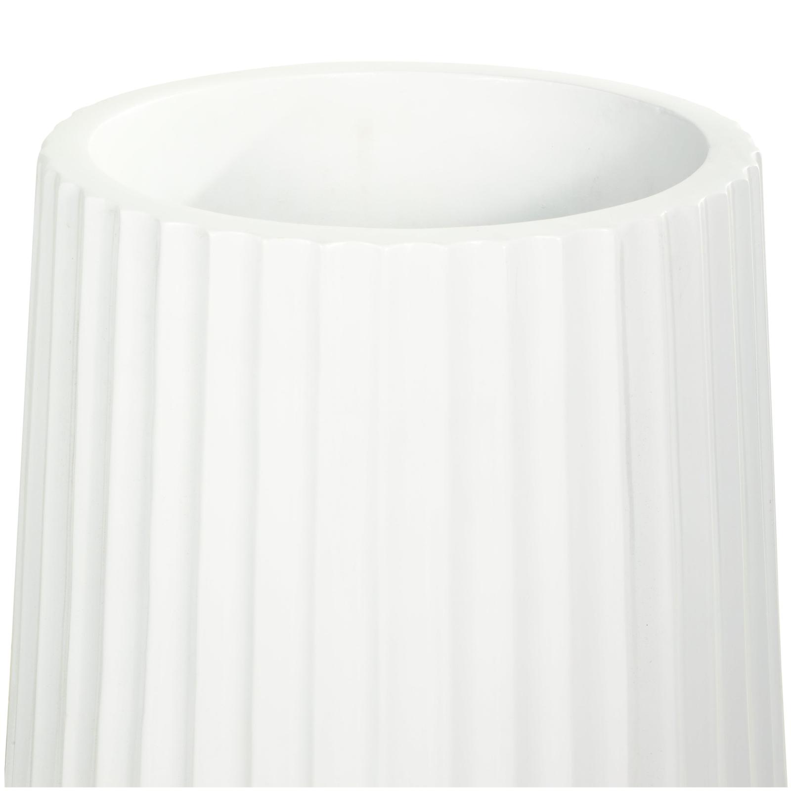 Large White Ribbed Resin Floor Vase