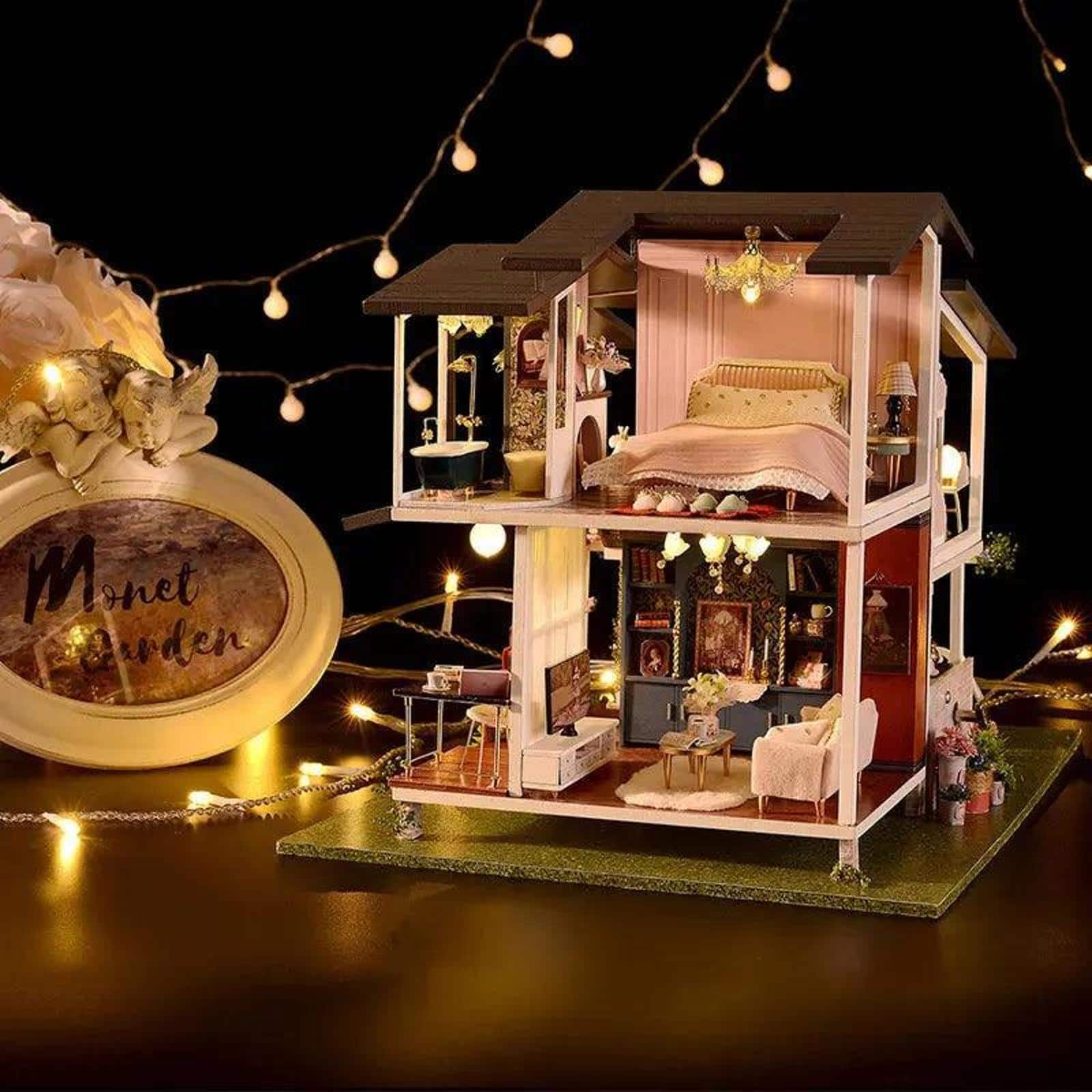 Wizardi Miniature Roombox: Villa Monet's Garden Dollhouse Kit