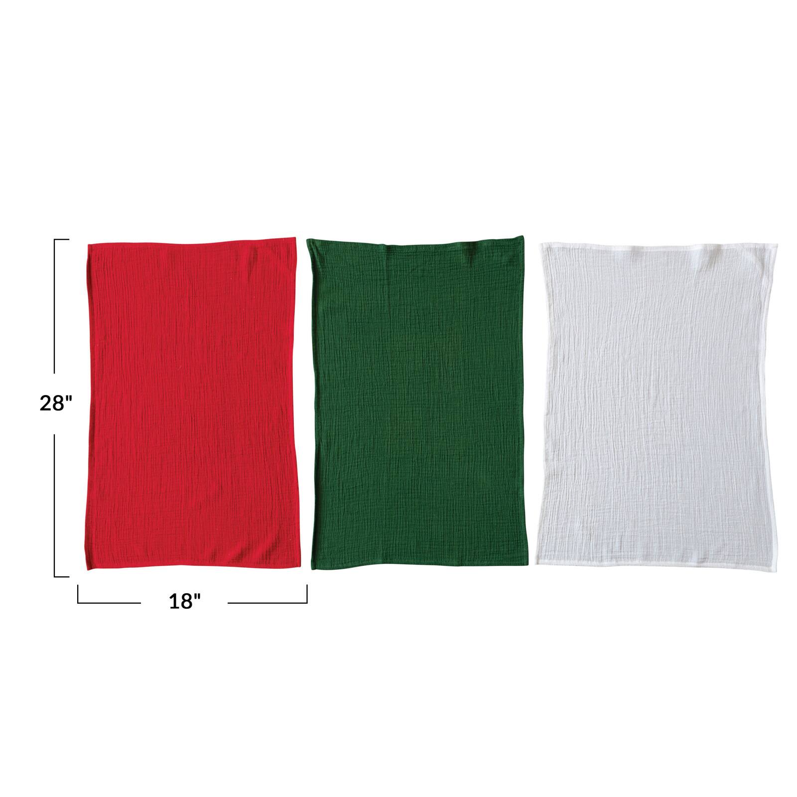 Hello Honey® 28" Green Woven Cotton Double Cloth Tea Towels, 3ct.