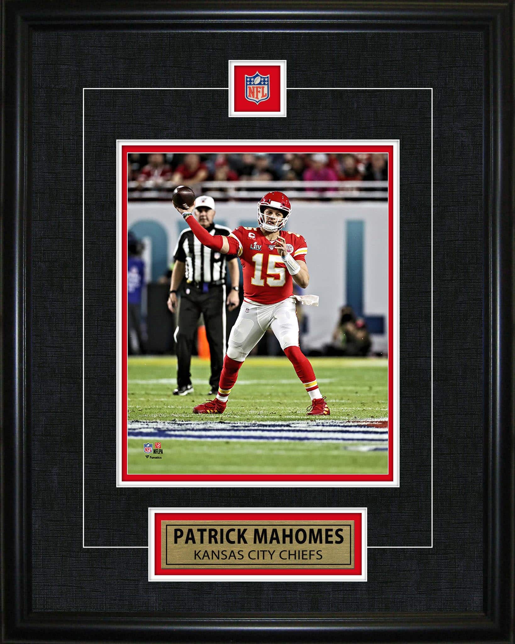 Patrick Mahomes Framed Pin & Plate Chiefs SBLIV 16" x 20"