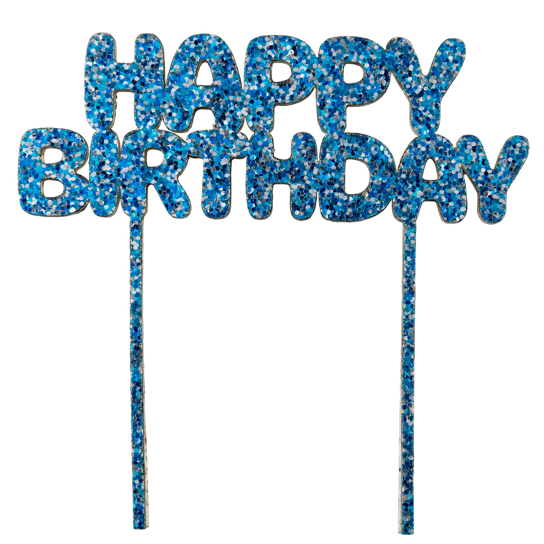 Blue Glitter Happy Birthday Cake Topper by Celebrate It™