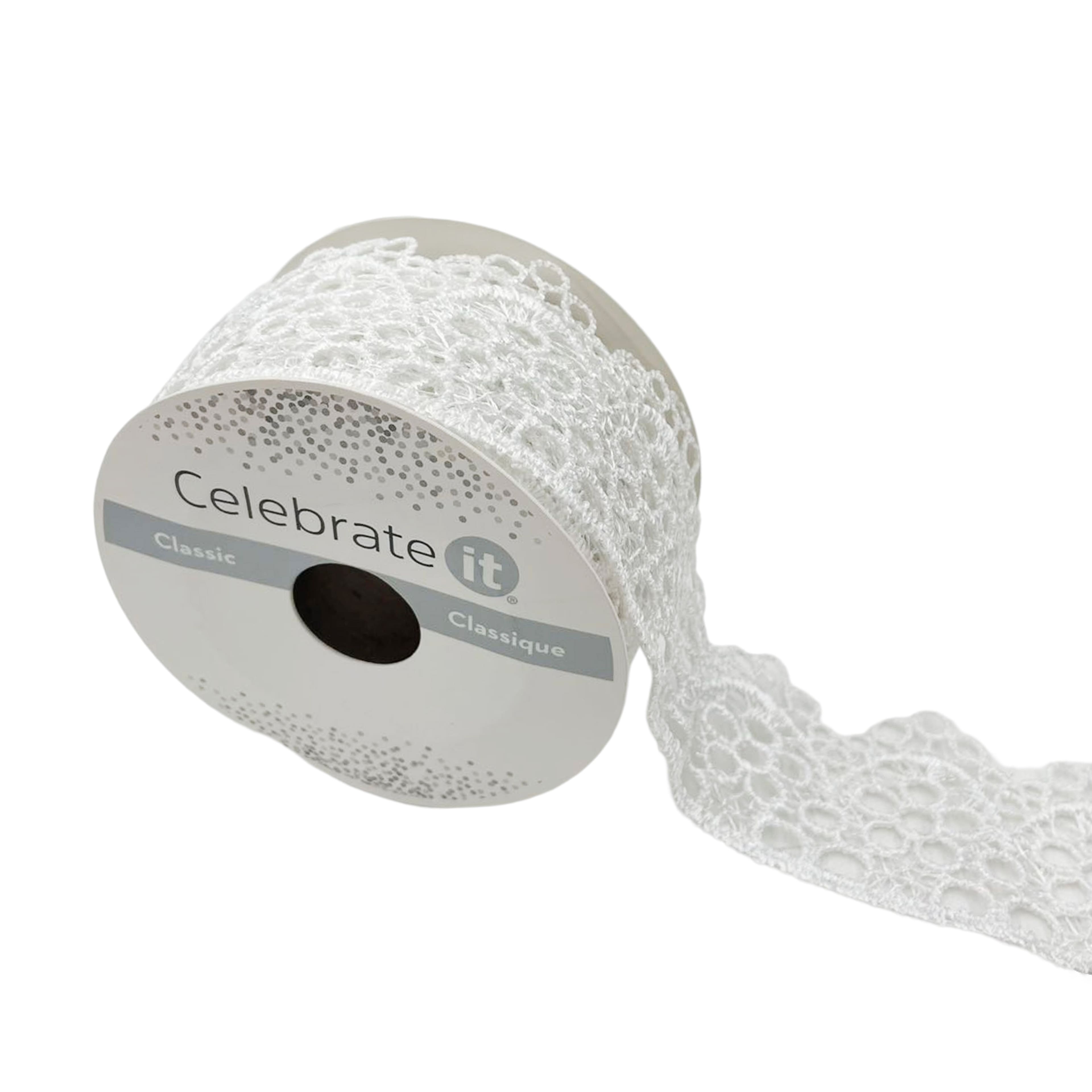 12 Pack: 1.5" x 3yd. Lace Flower Ribbon by Celebrate It®