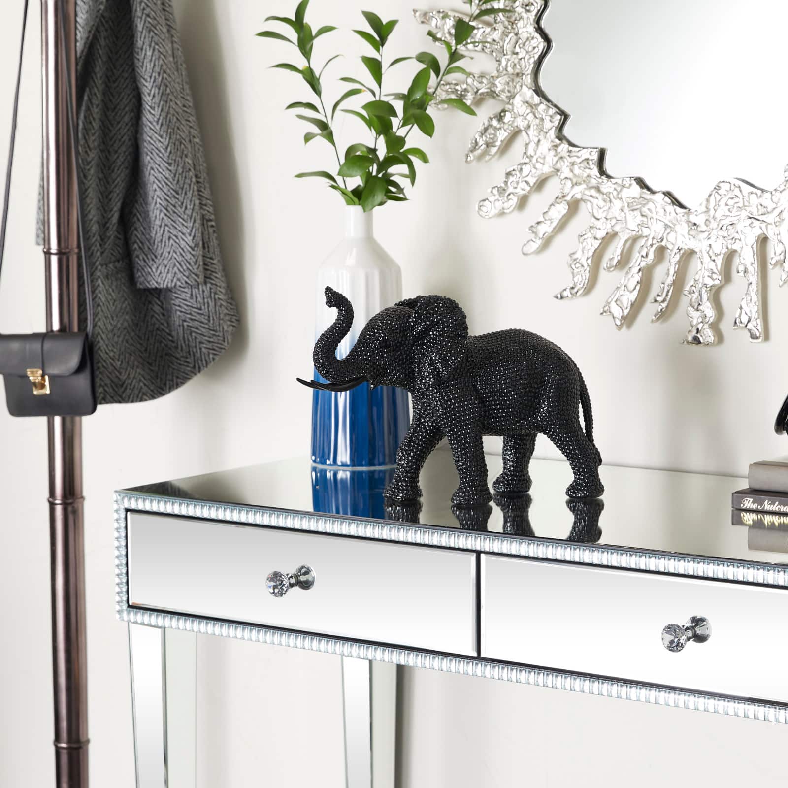 14" Black Contemporary Elephant Sculpture