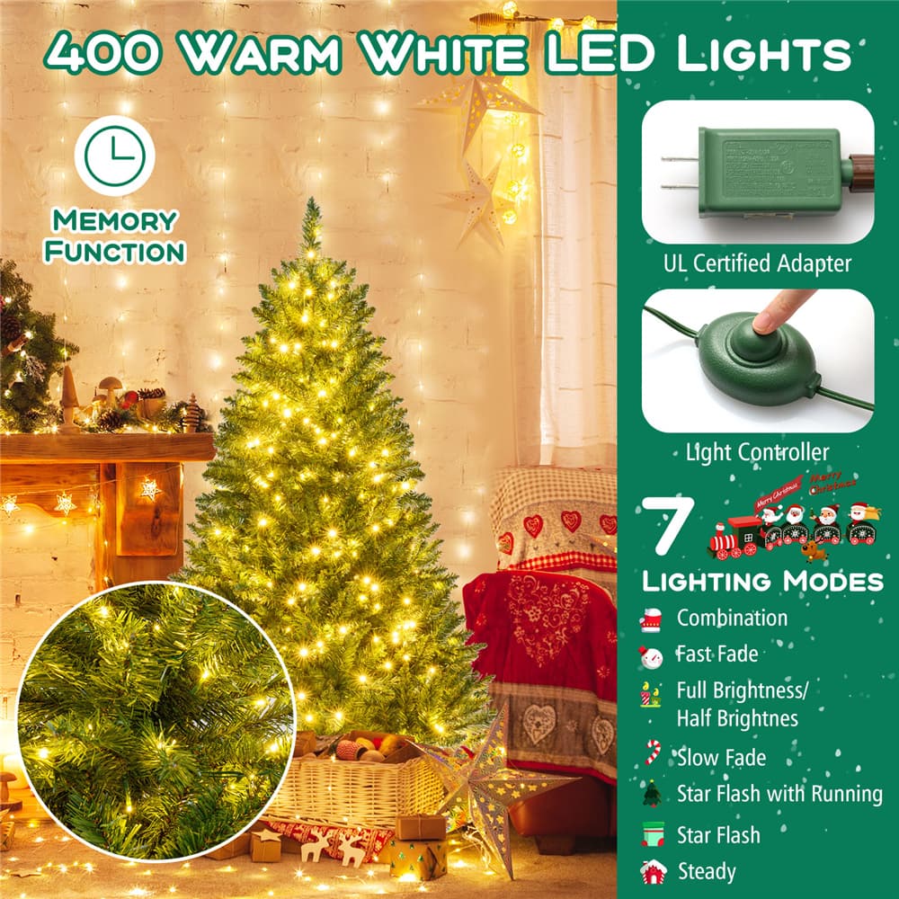 Costway 5 ft Pre-Lit Artificial Christmas Tree, Warm White LED Lights