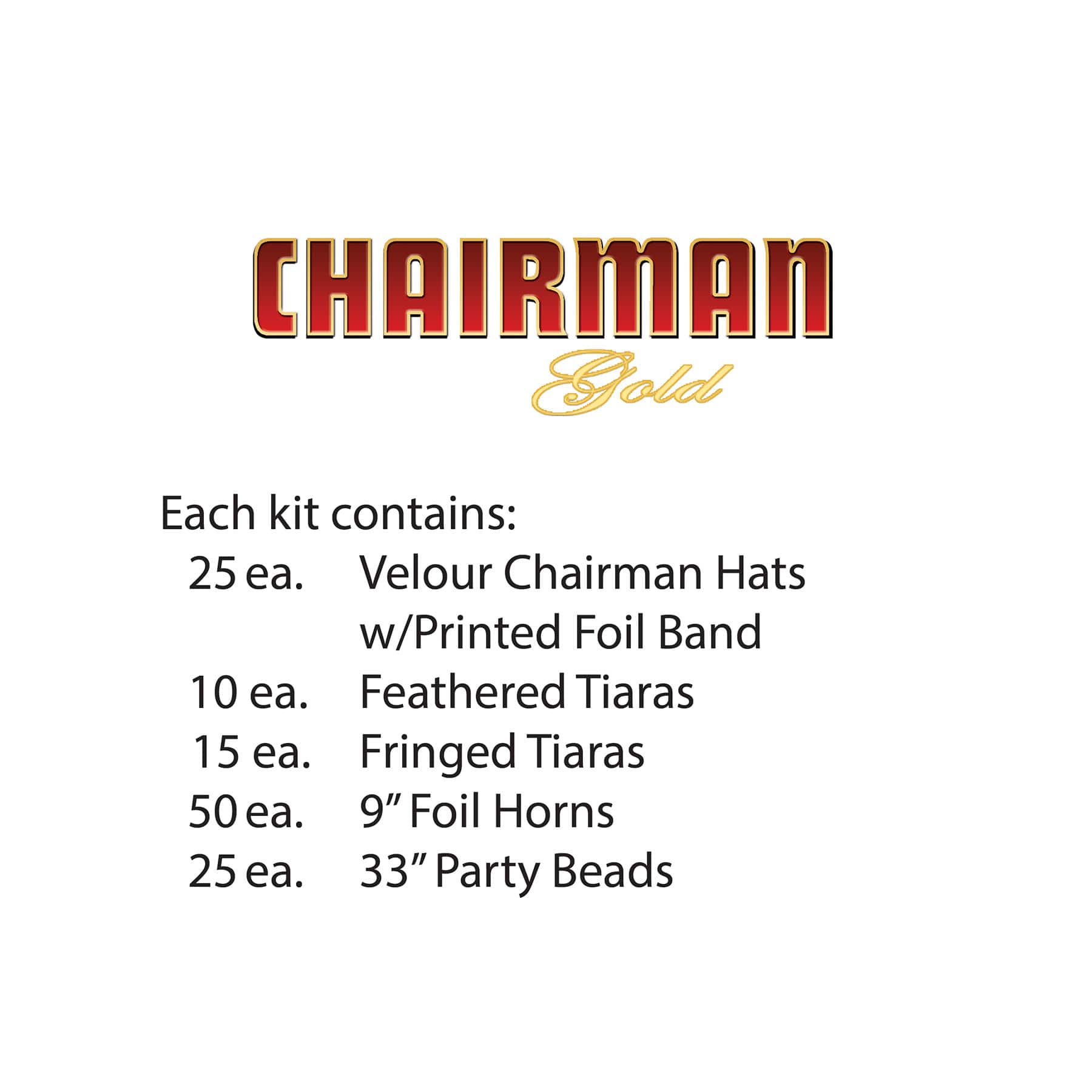 Beistle Black & Gold New Year Chairman Party Favor Kit for 50