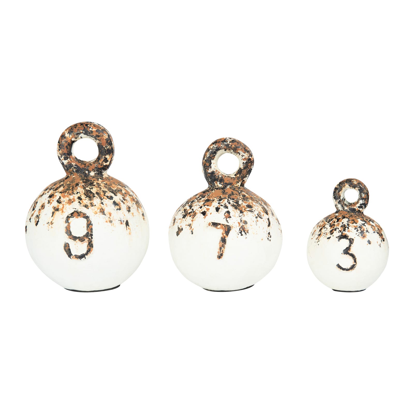 Hello Honey® Heavily Distressed Round Weights with Handles Set