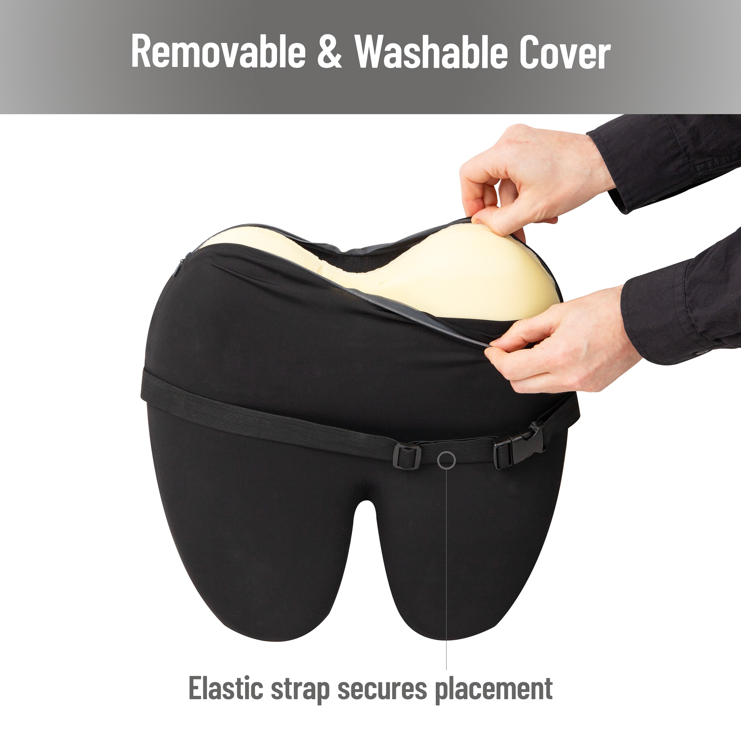 Mind Reader 15.25" Black Lumbar Support Memory Foam Pillow with Air-Cloud Technology
