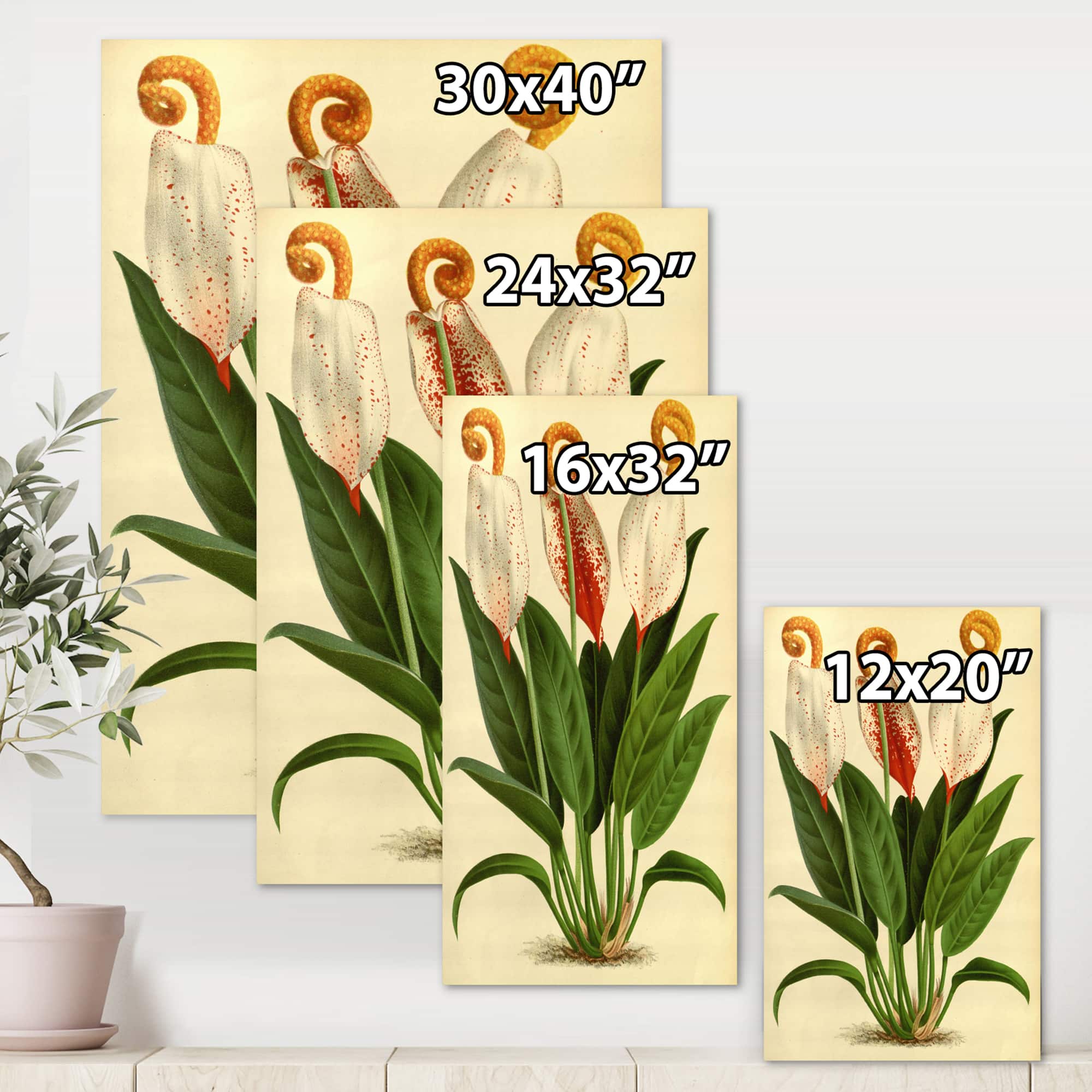 Designart - Retro Flowers I - Farmhouse Canvas Wall Art Print