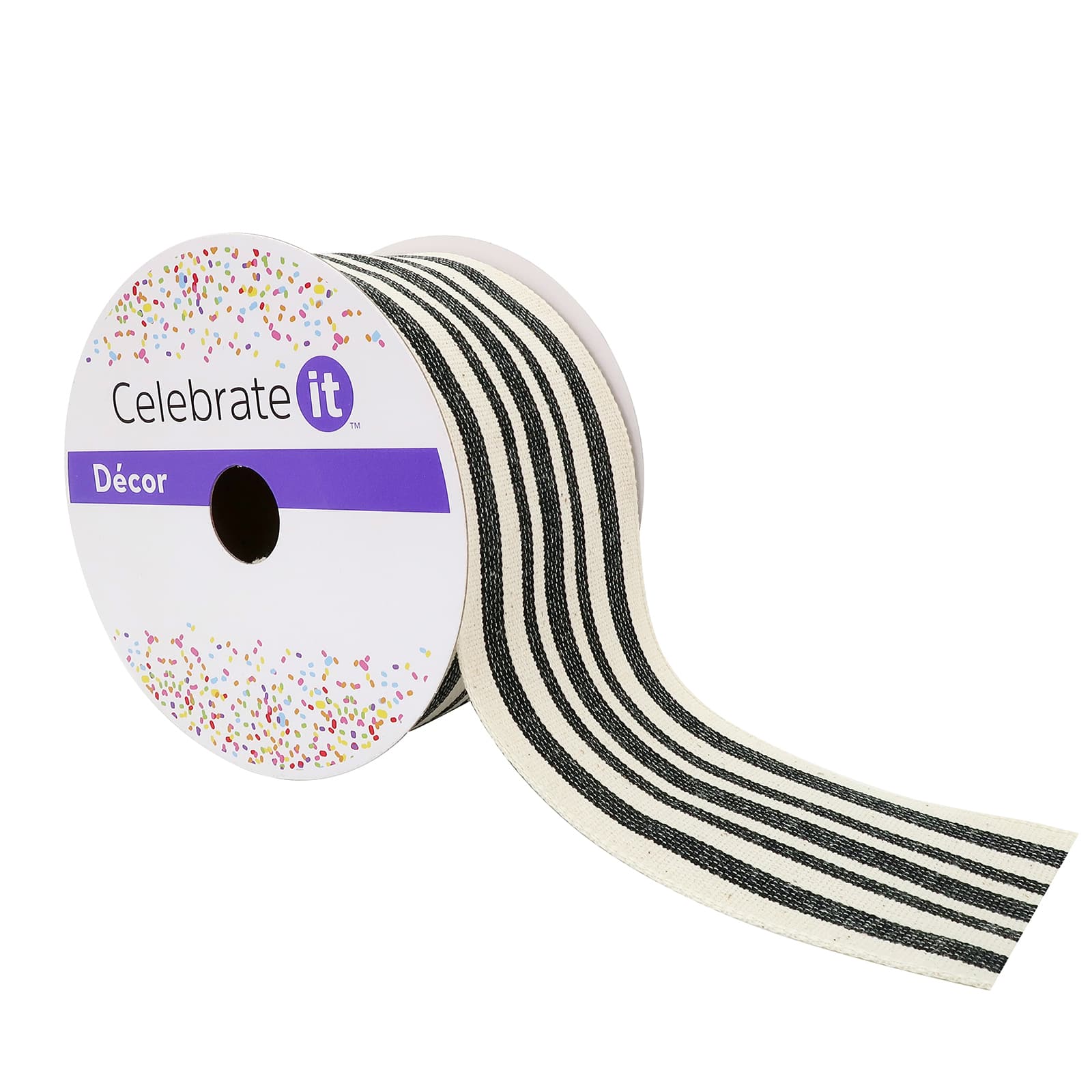 12 Pack: 2.5" x 25ft. Faux Cotton Wired Striped Ribbon by Celebrate It™ Décor