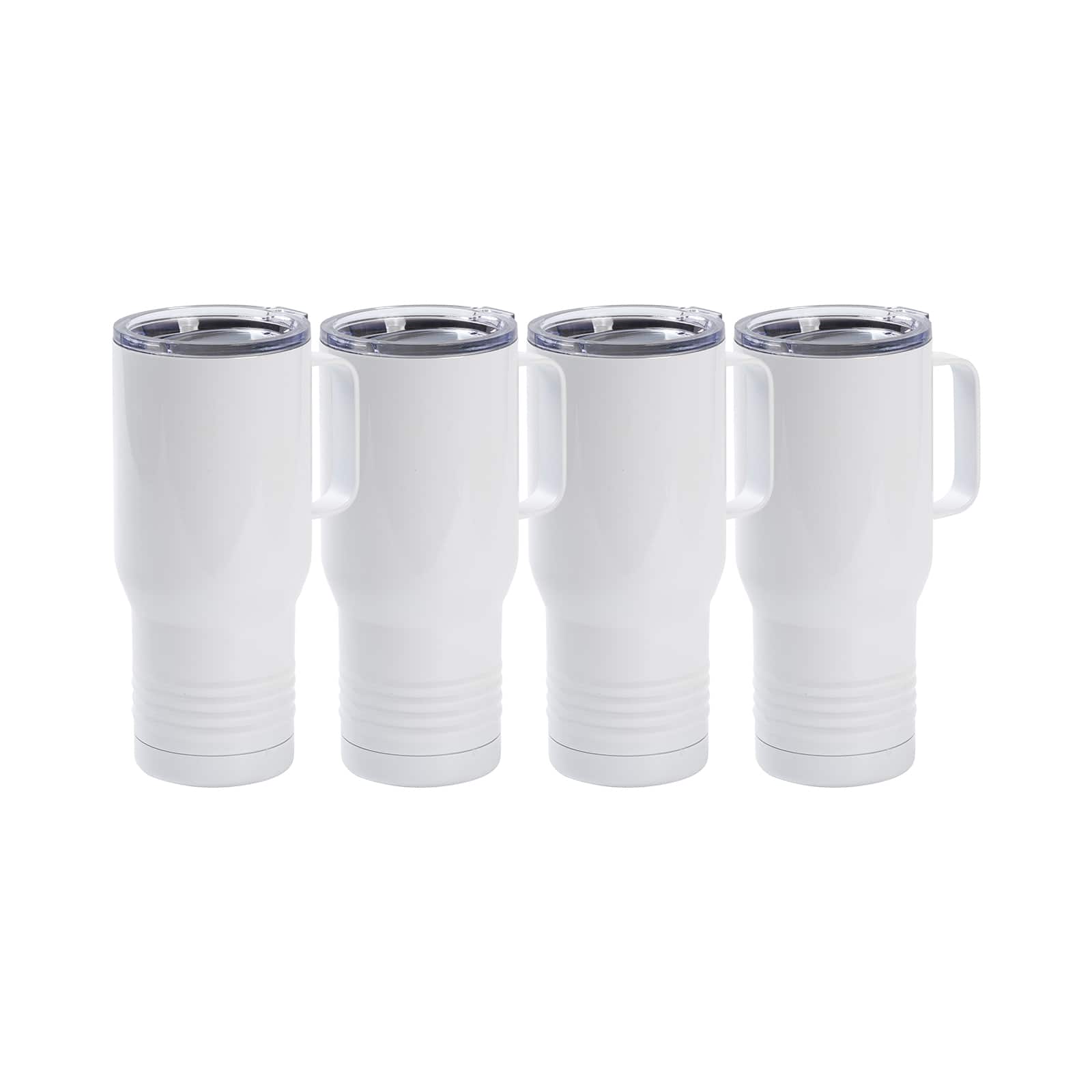 Craft Express 22oz. White Stainless Steel Tumbler with Ringneck Grip & Handle, 4ct.