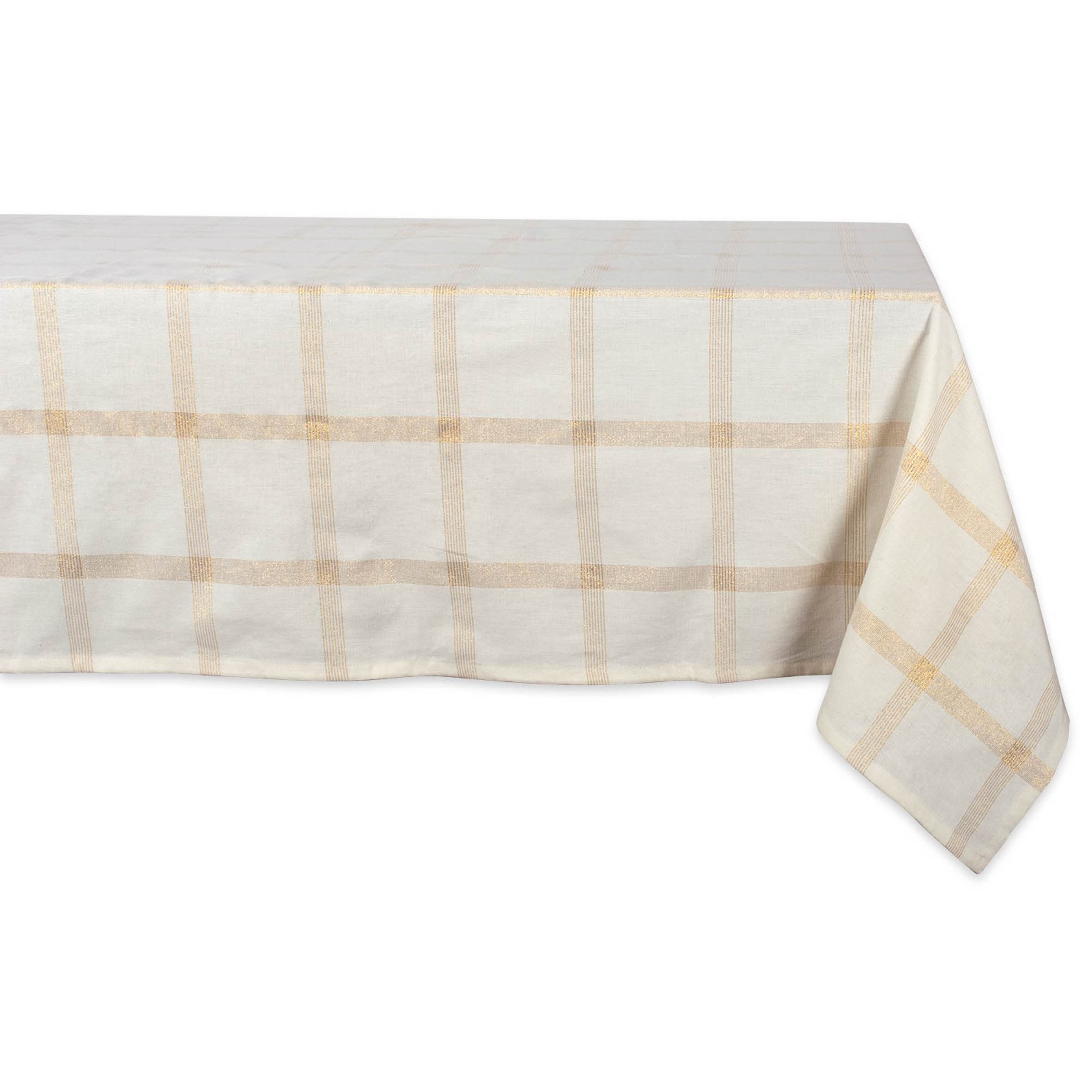 DII® 120" Gold Lurex Plaid Tablecloth