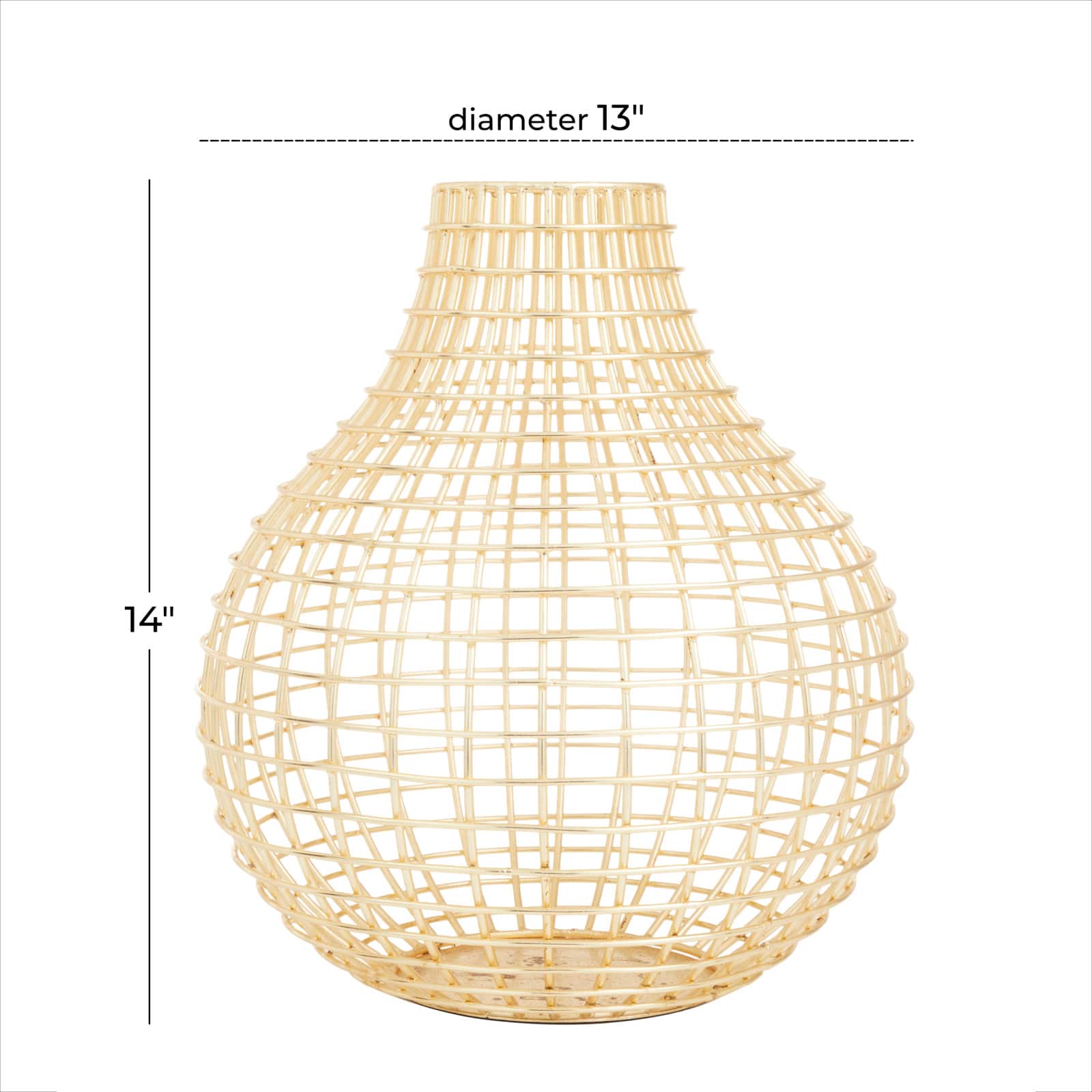 CosmoLiving by Cosmopolitan Gold Iron Modern Vase, 14" x 13" x 13"