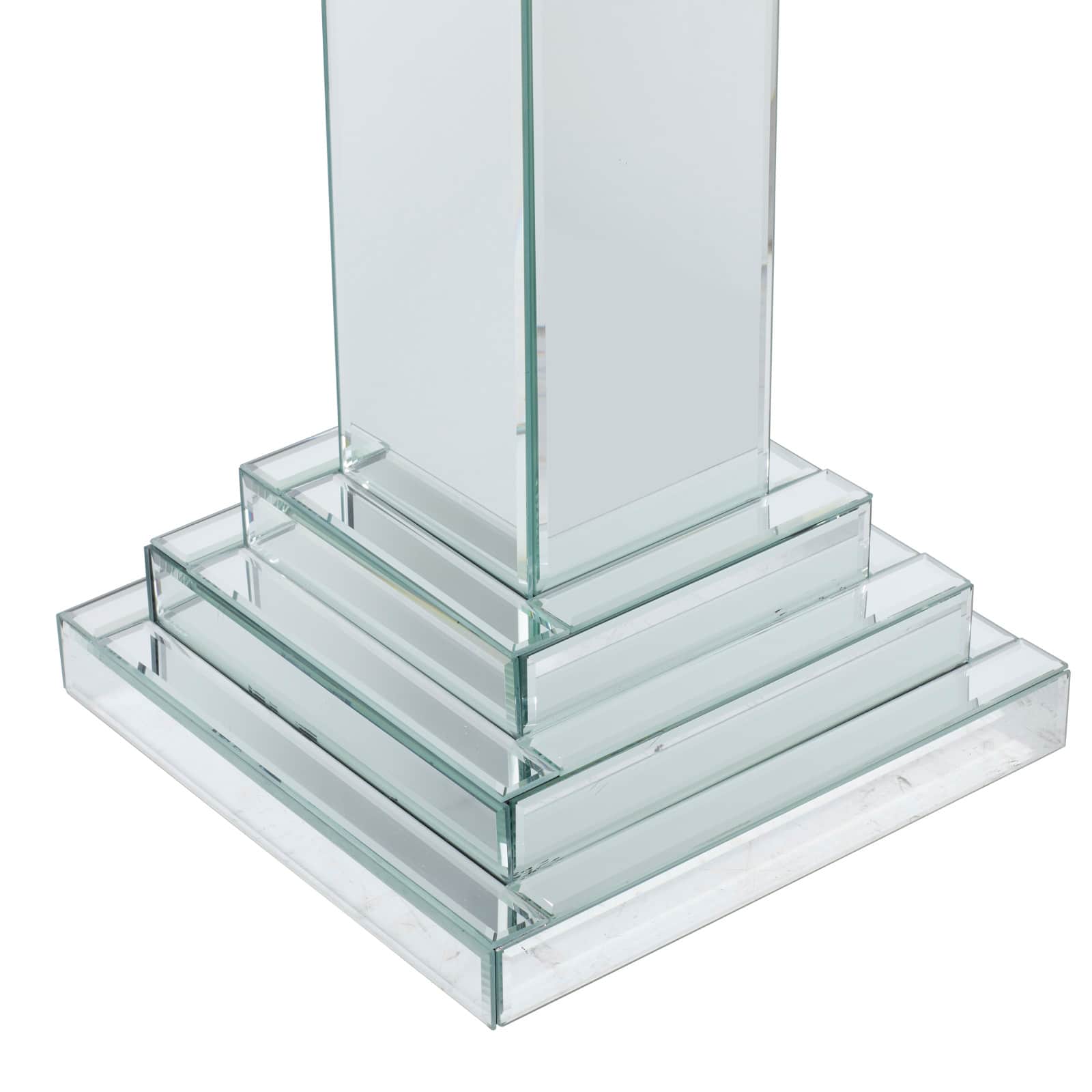 Silver Wood Glam Pedestal Table, 36" x 12" x 12"