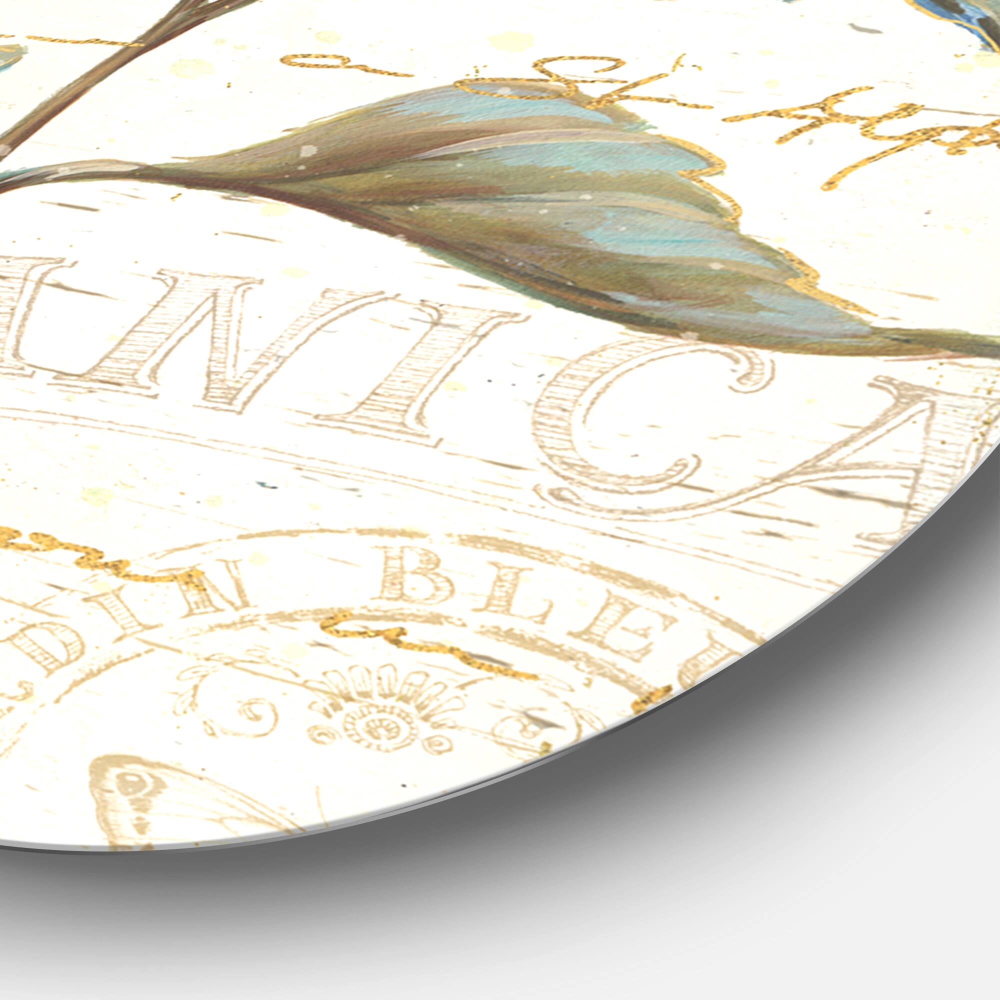 Designart - butterfly Blue Garden II - Farmhouse Metal Circle Wall Art