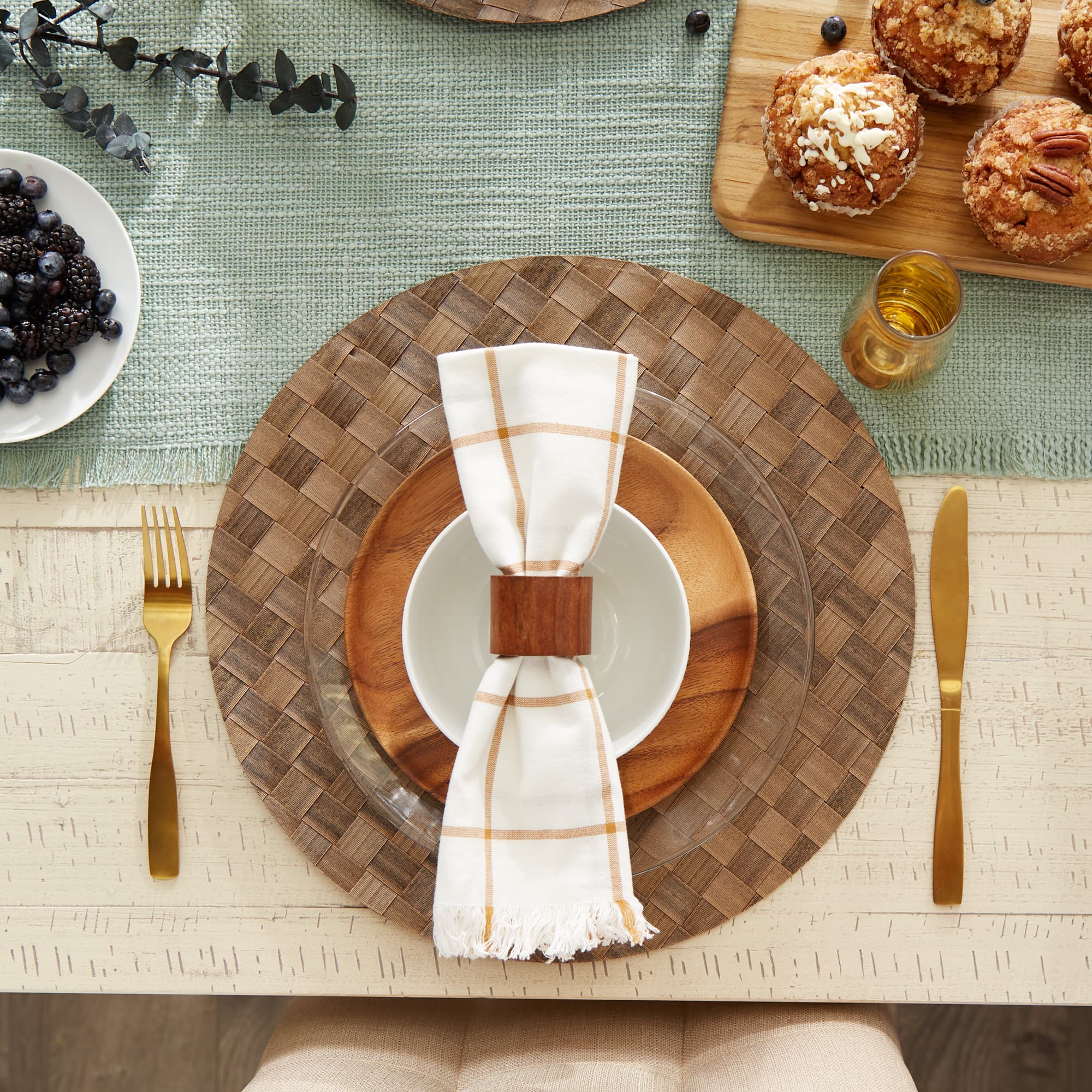 DII® Reversible Round Basket Weave Woven Placemats, 4ct.