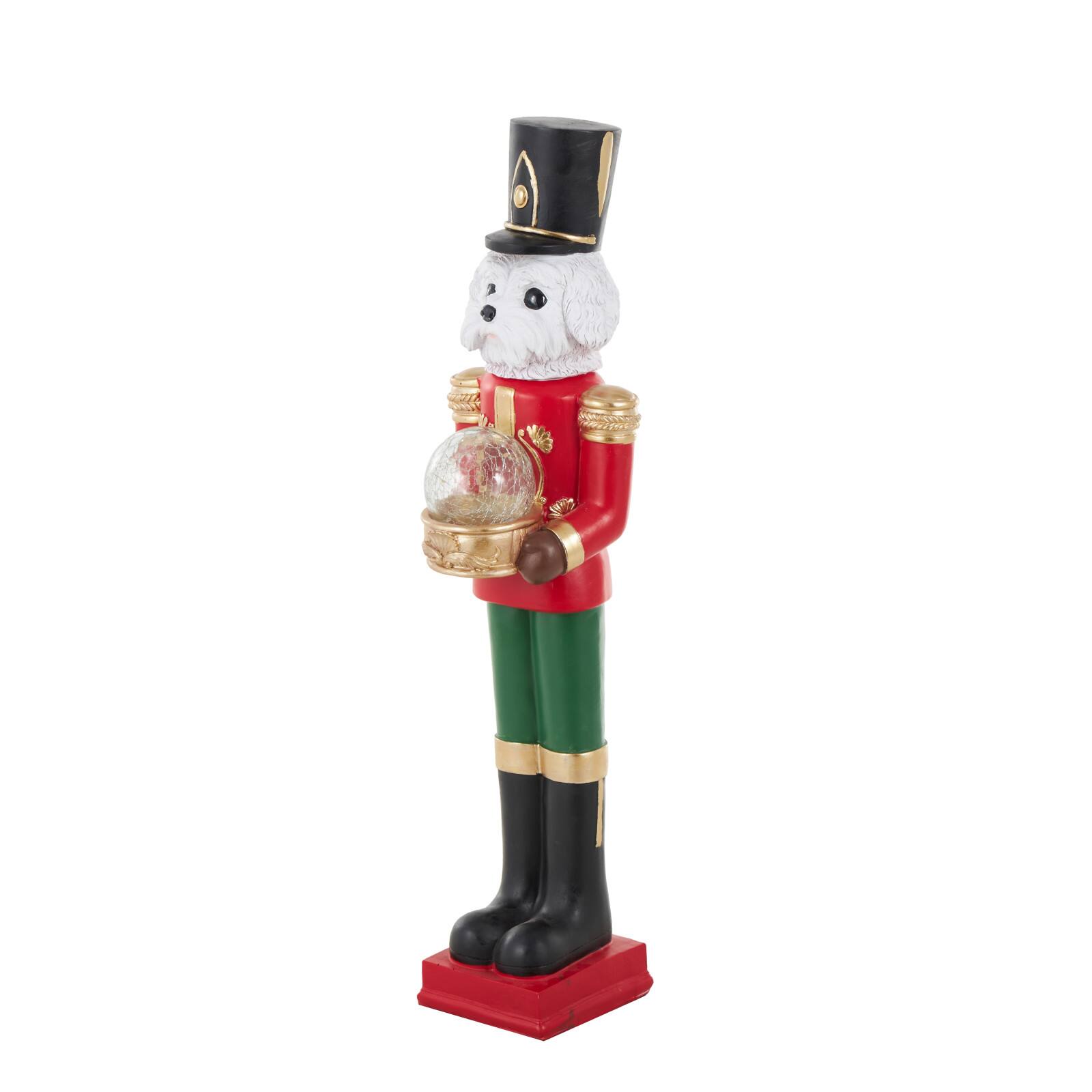  31.5" Fiberglass Dog Tall Soldier Decorative Christmas Sculpture