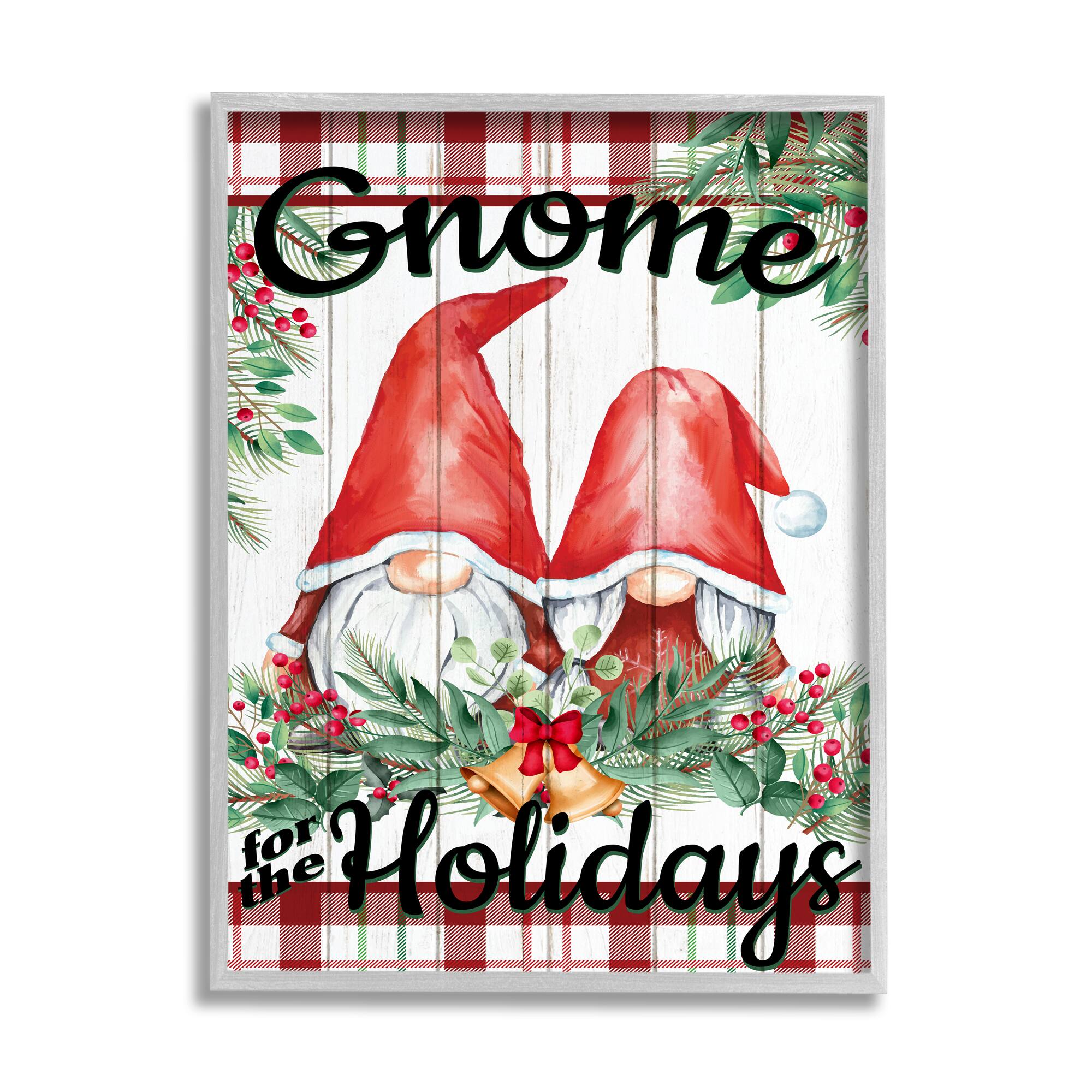 Stupell Industries Gnome For The Holidays Plaid Framed Giclee Art