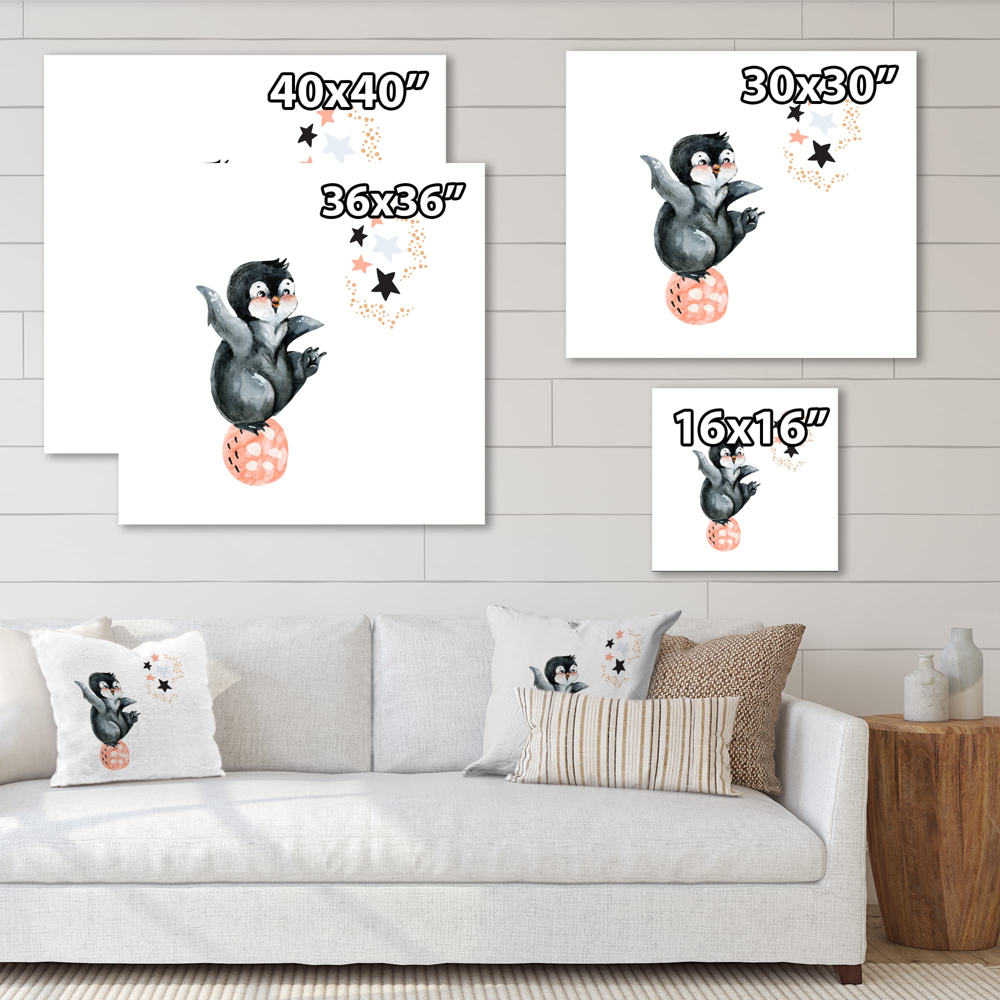 Designart - Little Penguin With Stars and Planets II