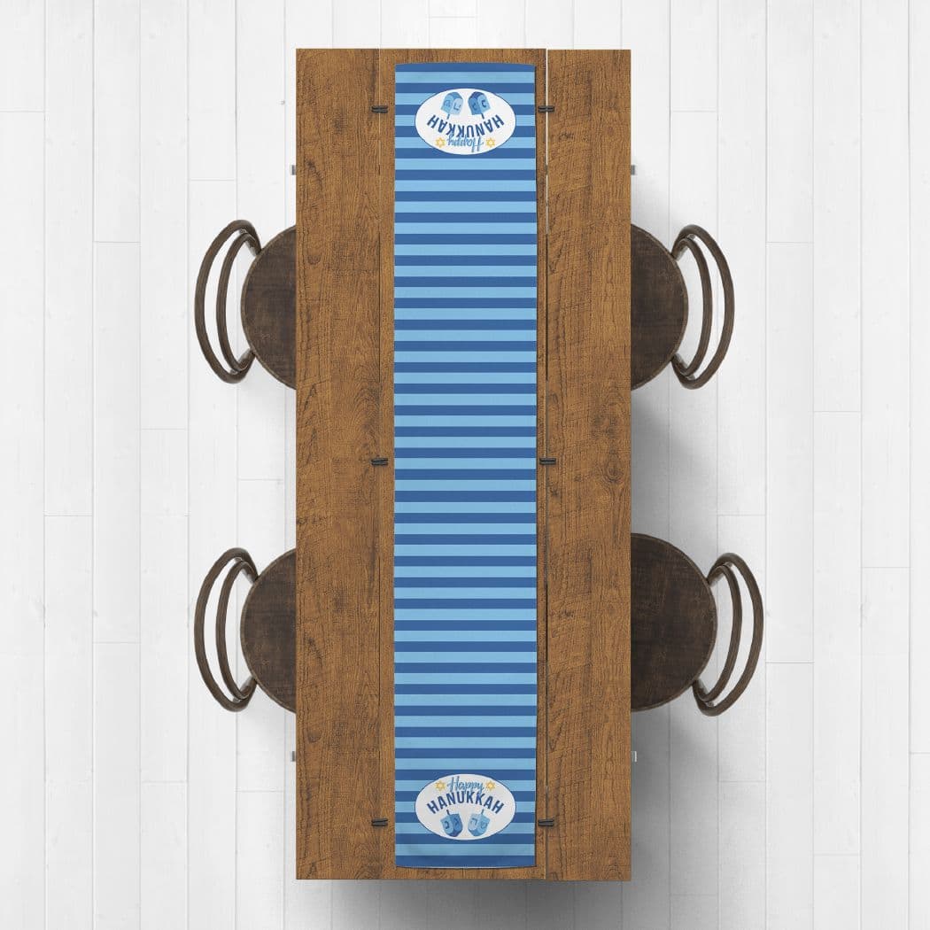 Happy Hanukkah Dreidel 16x90 Cotton Twill Runner