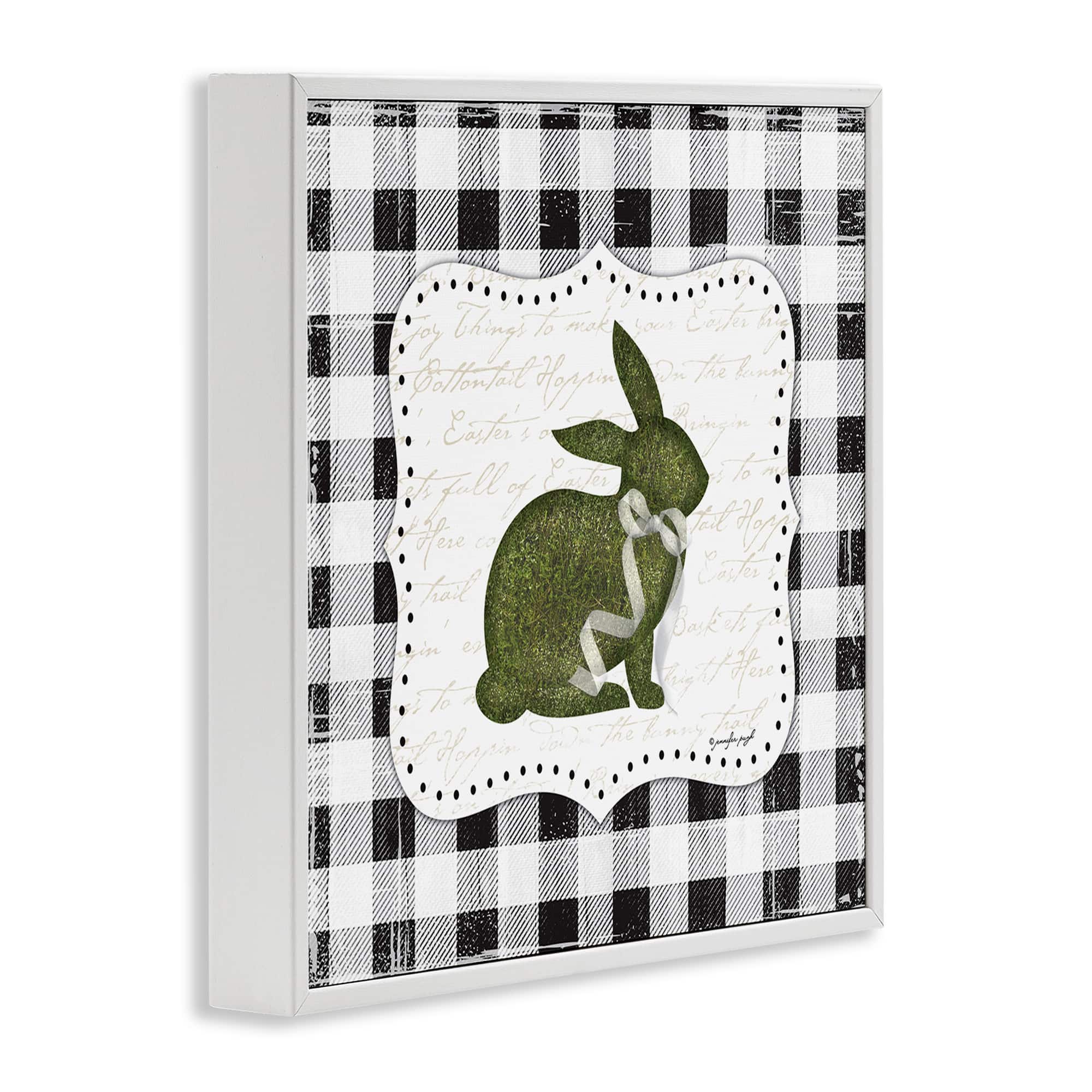 Stupell Industries Festive Easter Bunny Ribbon Spring Plaid Pattern Framed Giclee Art