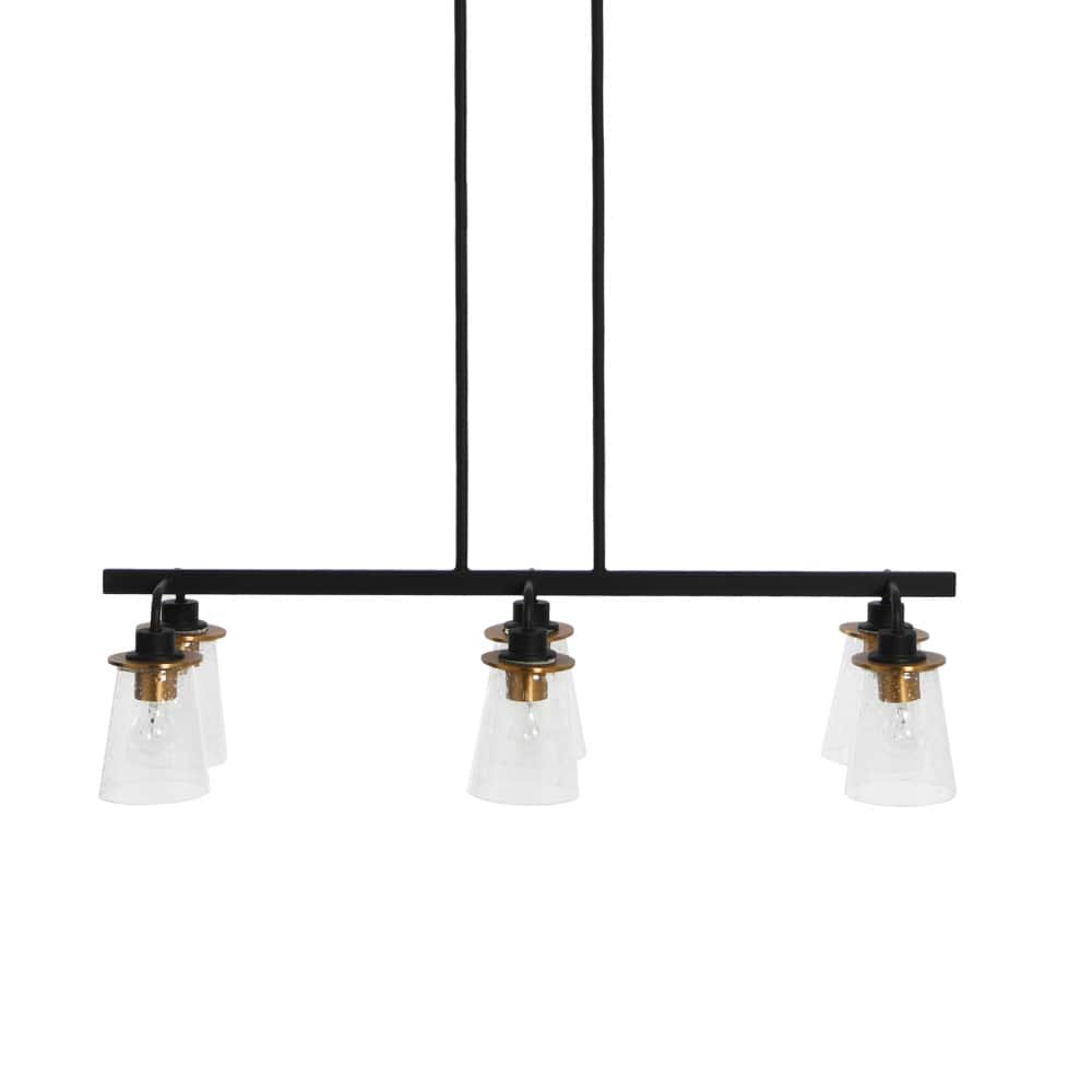 Hello Honey® Robert Stevenson Lighting Jameson Metal & Seedy Glass 6-Light Linear Chandelier