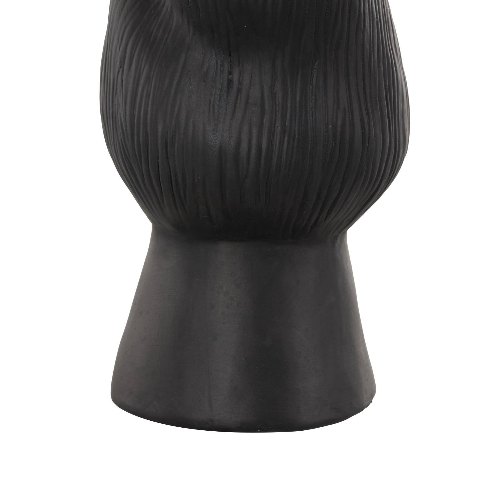 10.5" Black Ceramic Abstract Floral Vase with Linear Grooves