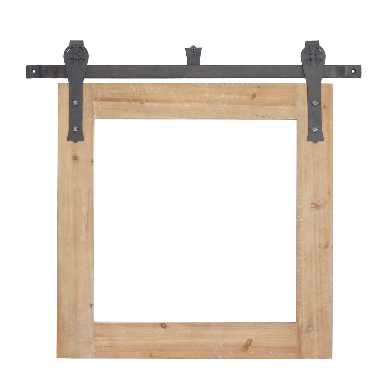 Brown Fir Farmhouse Wall Mirror, 27" x 30" x 2"