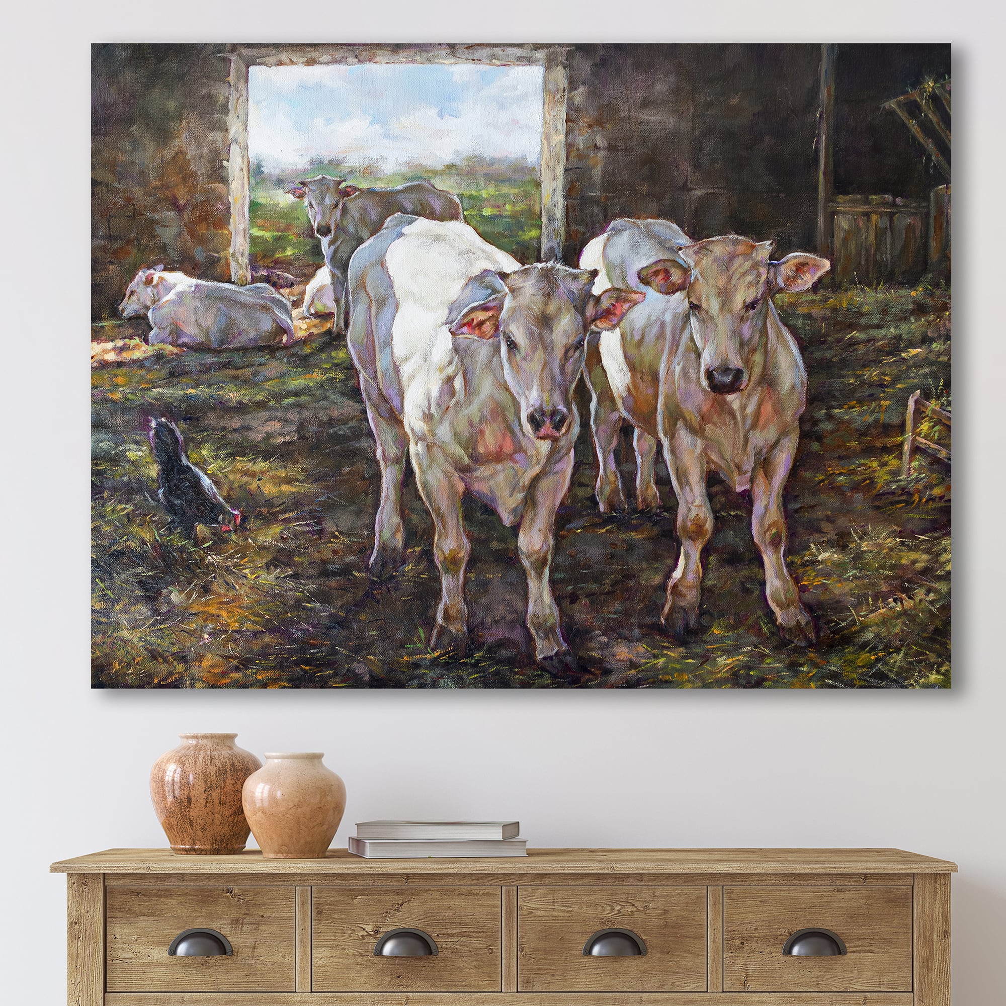 Designart - Two Cows In The Stable