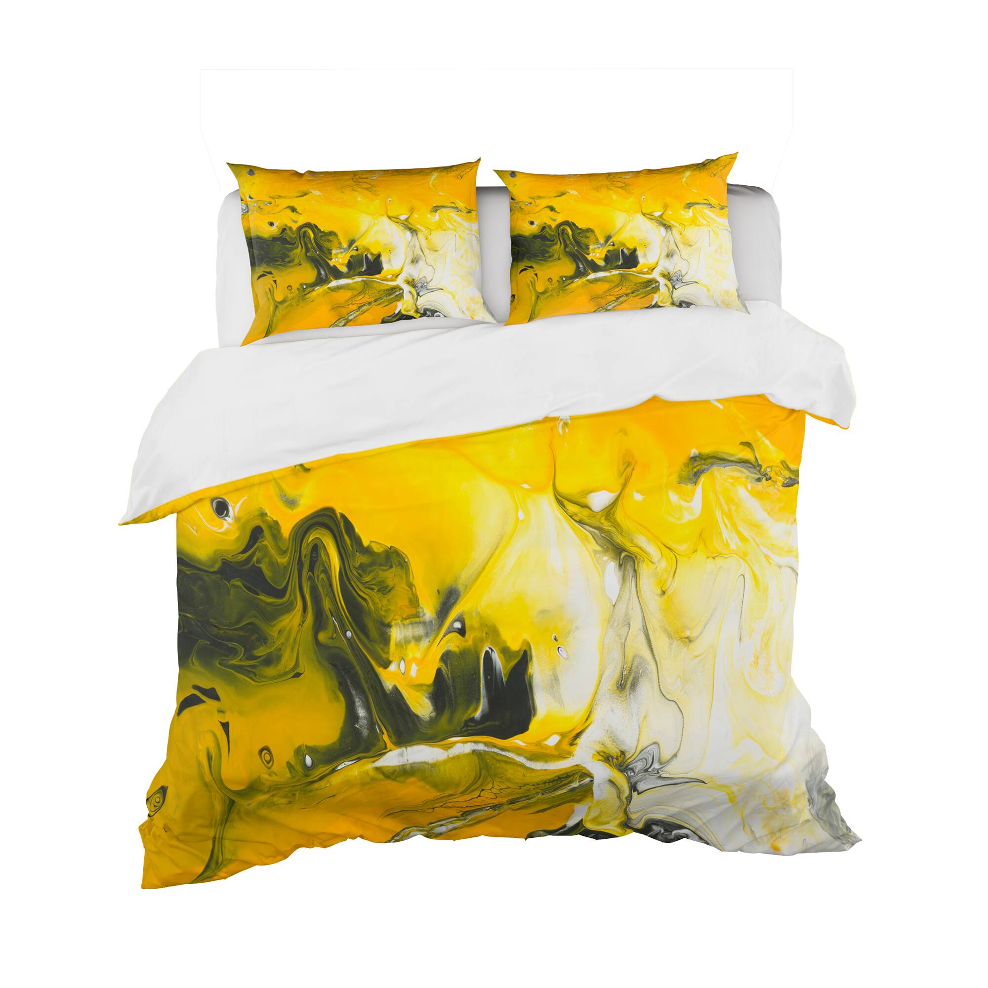 Designart 'Yellow Acrylic Marble' Modern & Contemporary Bedding Set - Duvet Cover & Shams